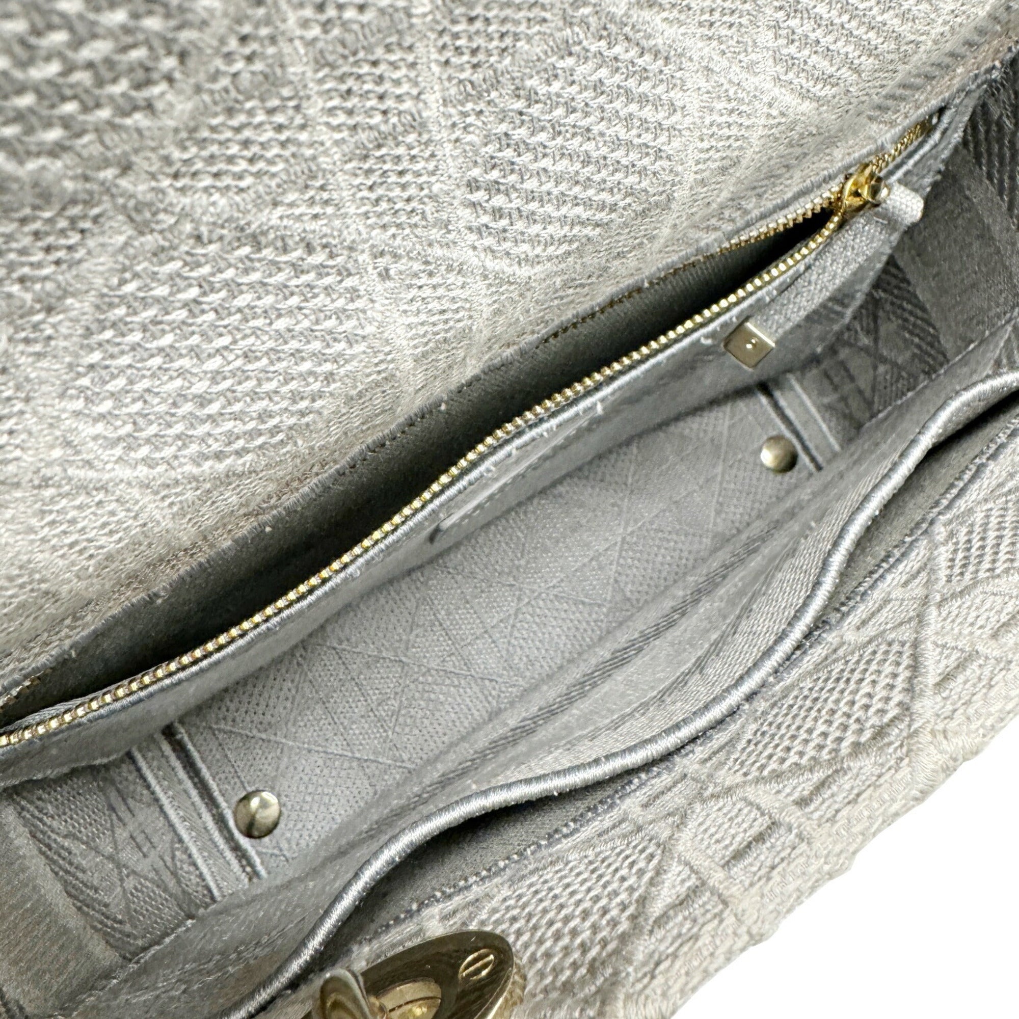 Christian Dior Gray Canvas Handbag Shoulder Bag (Pre-Owned)