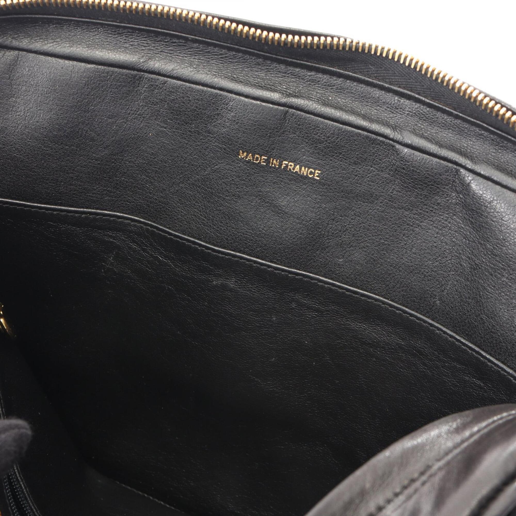 Chanel Black Leather Handbag Shoulder Bag (Pre-Owned)