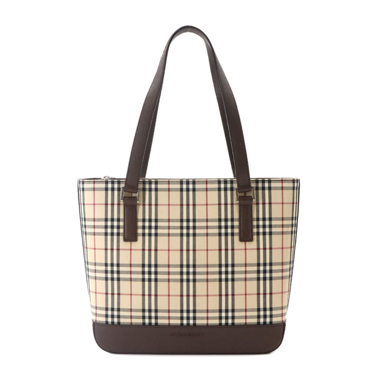 Burberry Beige Brown Canvas Leather Tote Bag (Pre-Owned)