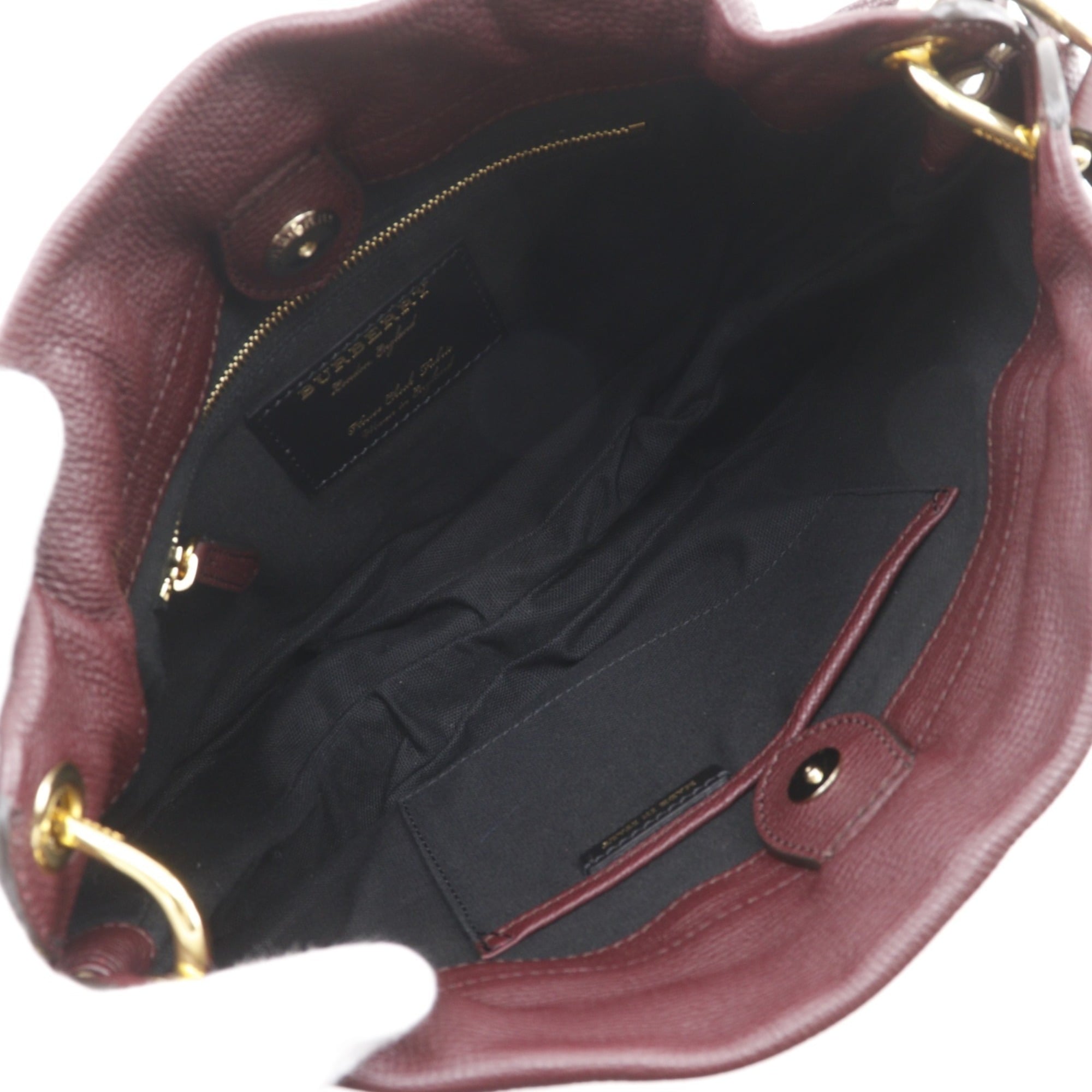 Burberry Bordeaux Red Color Leather Shoulder Bag (Pre-Owned)