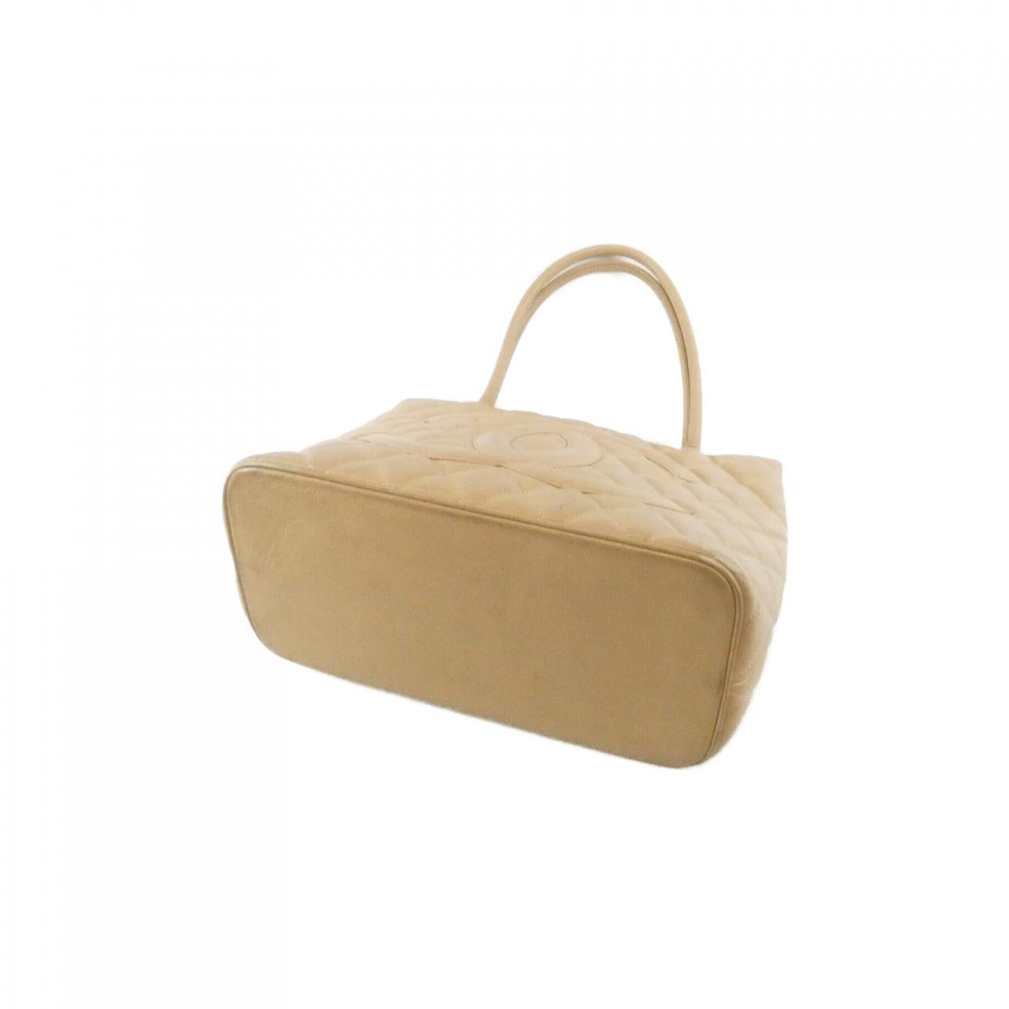 Chanel Beige Grained Calfskin Handbag (Pre-Owned)
