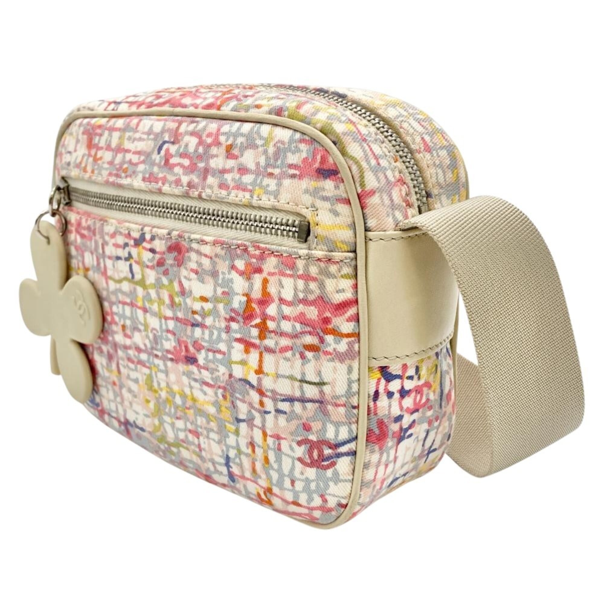 Chanel Beige Multi-Color Canvas Shoulder Bag (Pre-Owned)