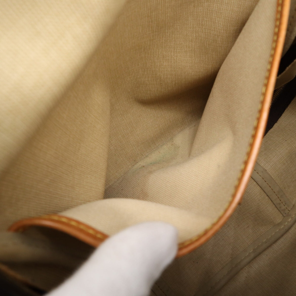 Louis Vuitton Beige Brown Monogram Coated Canvas Leather Handbag (Pre-Owned)