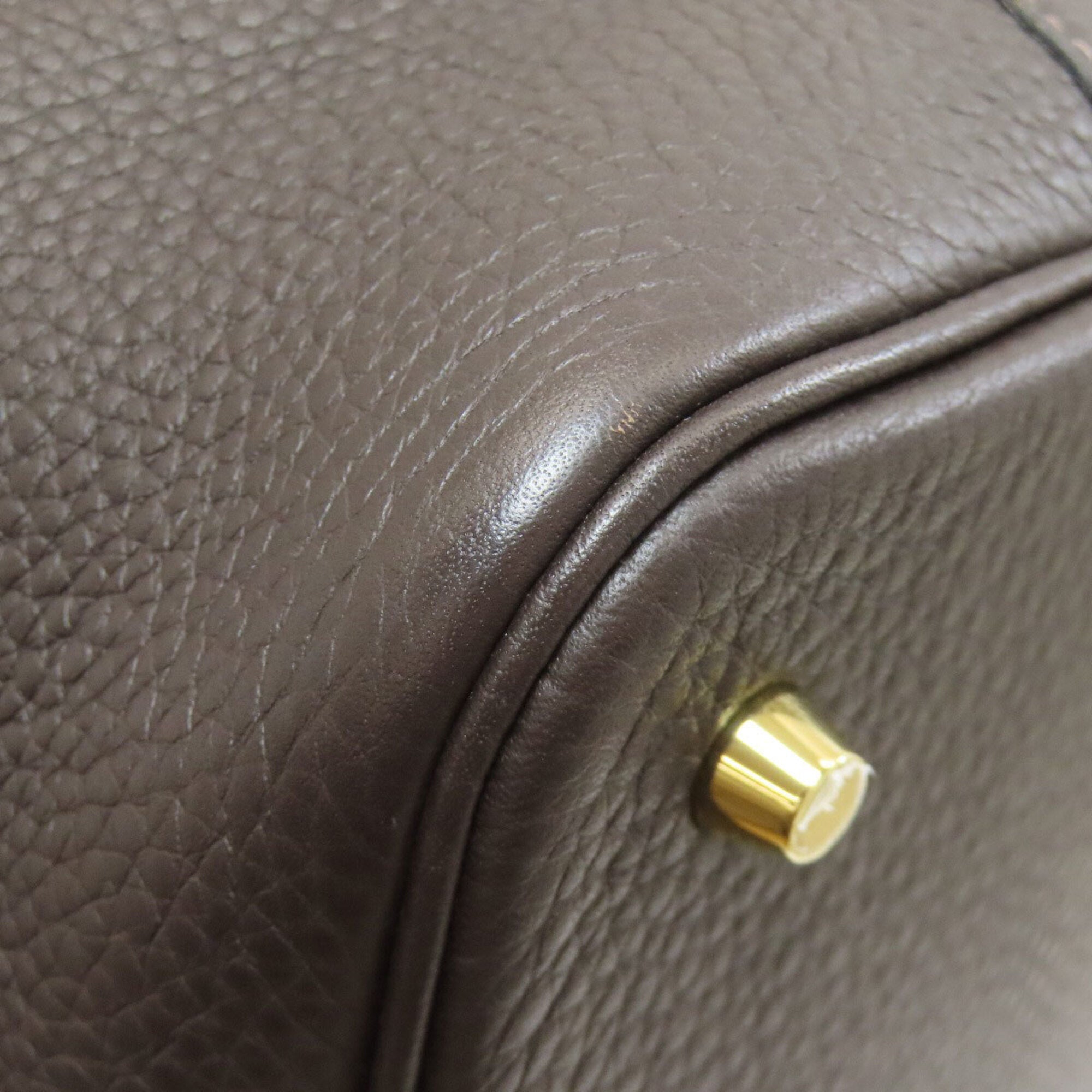 Hermes Dark Brown Taurillon Clemence Leather Handbag (Pre-Owned)