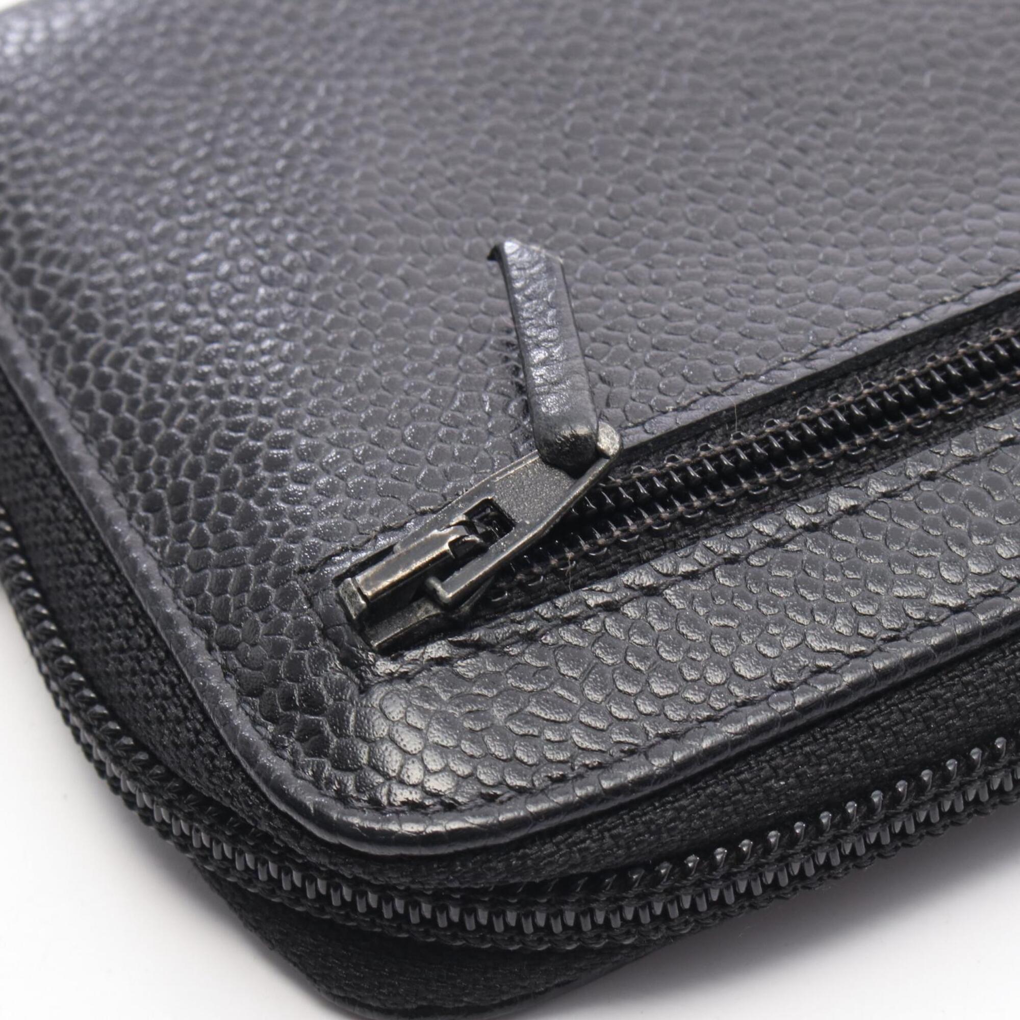 Chanel Black Grained Calfskin Long Wallet (Bi-Fold) (Pre-Owned)
