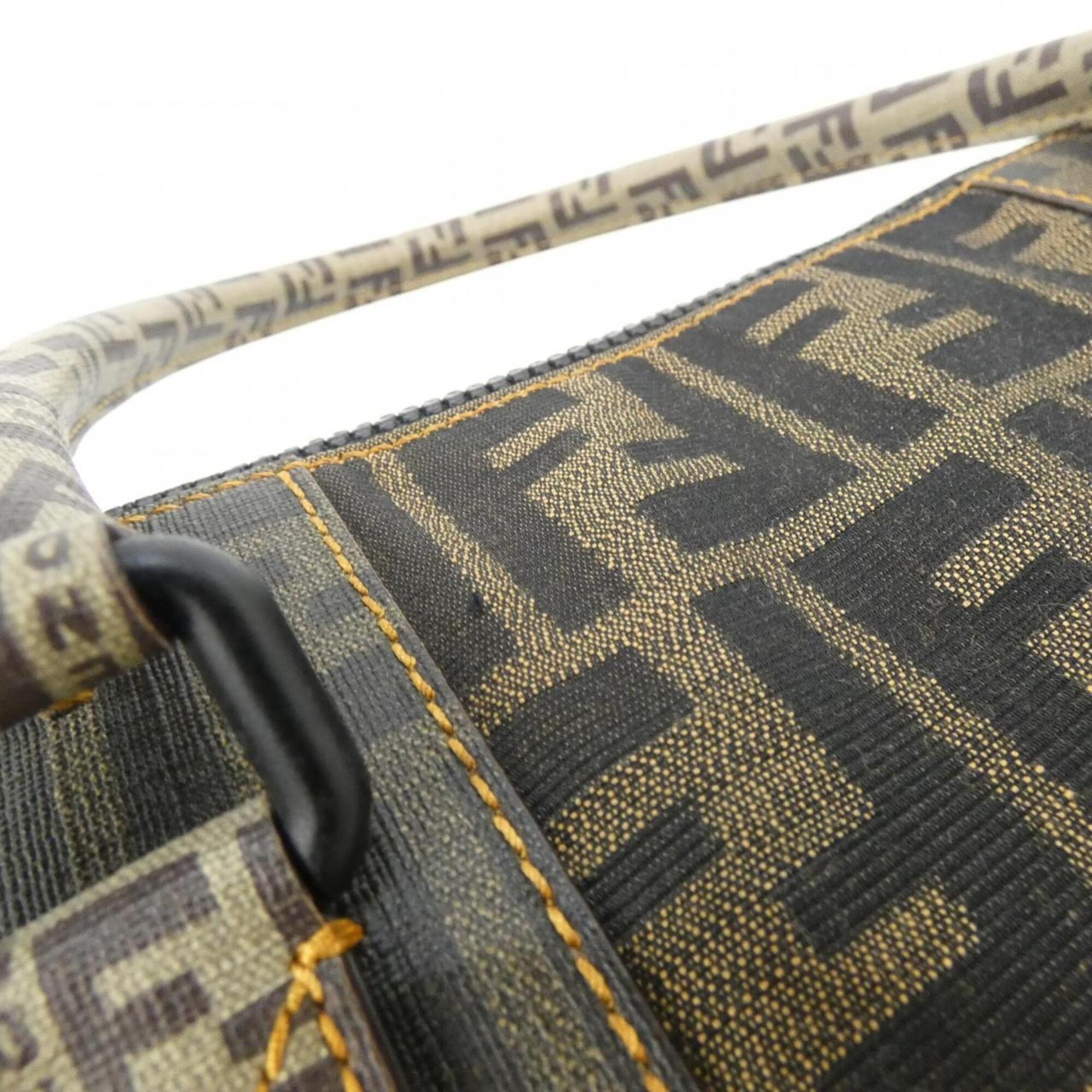 Fendi Beige Canvas Coated Canvas Handbag (Pre-Owned)