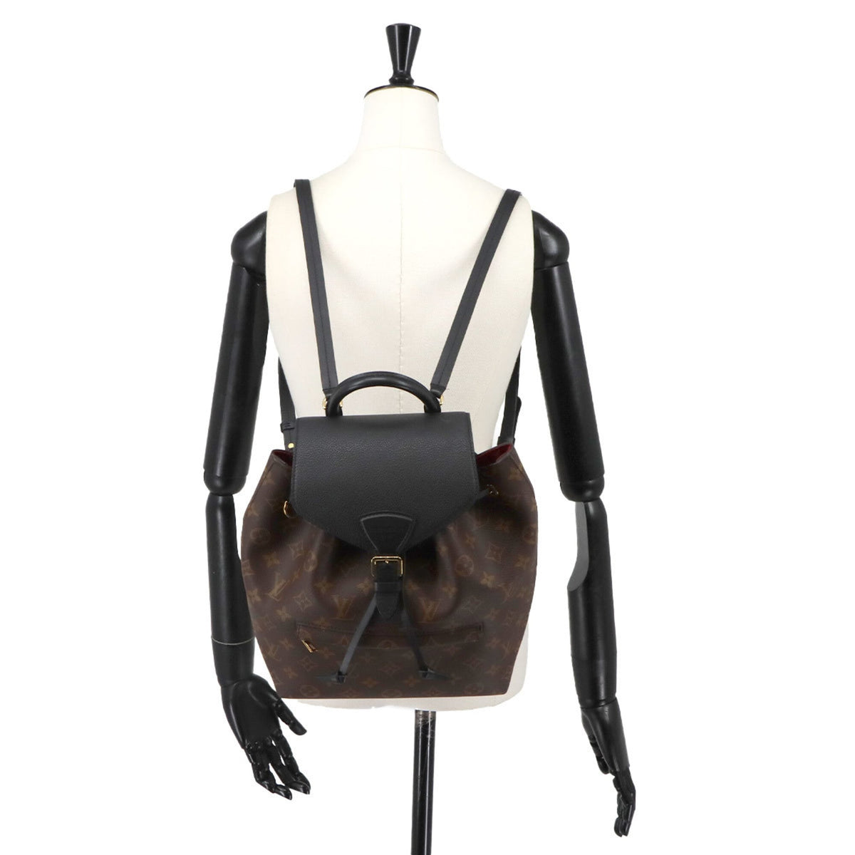 Louis Vuitton Noir Monogram Canvas Leather Backpack (Pre-Owned)