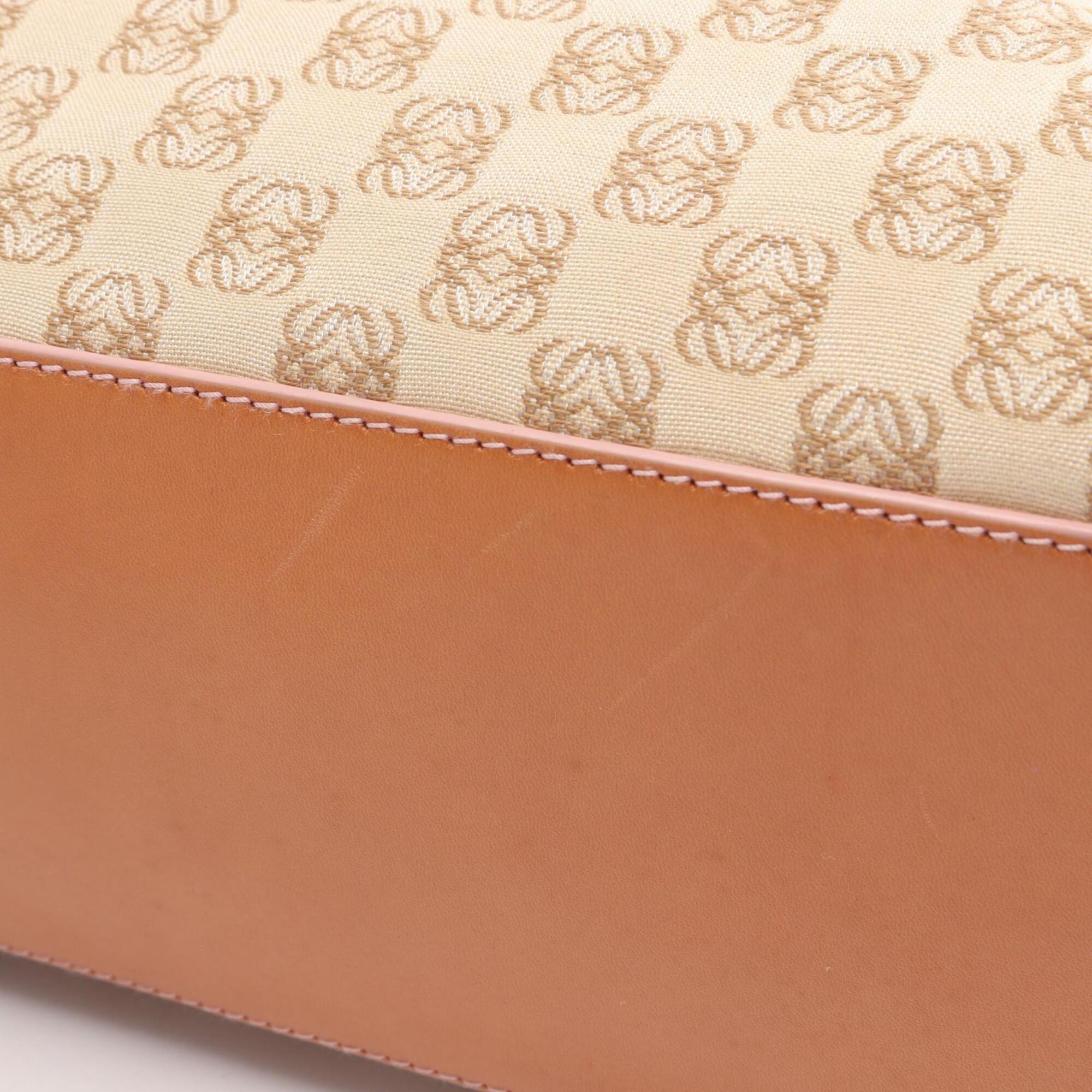 Loewe Beige Brown Canvas Leather Handbag Tote Bag (Pre-Owned)