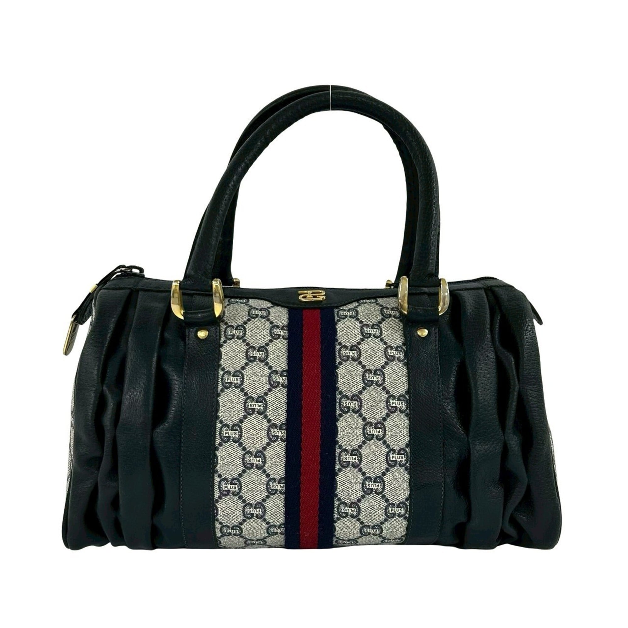 Gucci Navy Red Color Pvc Leather Handbag (Pre-Owned)