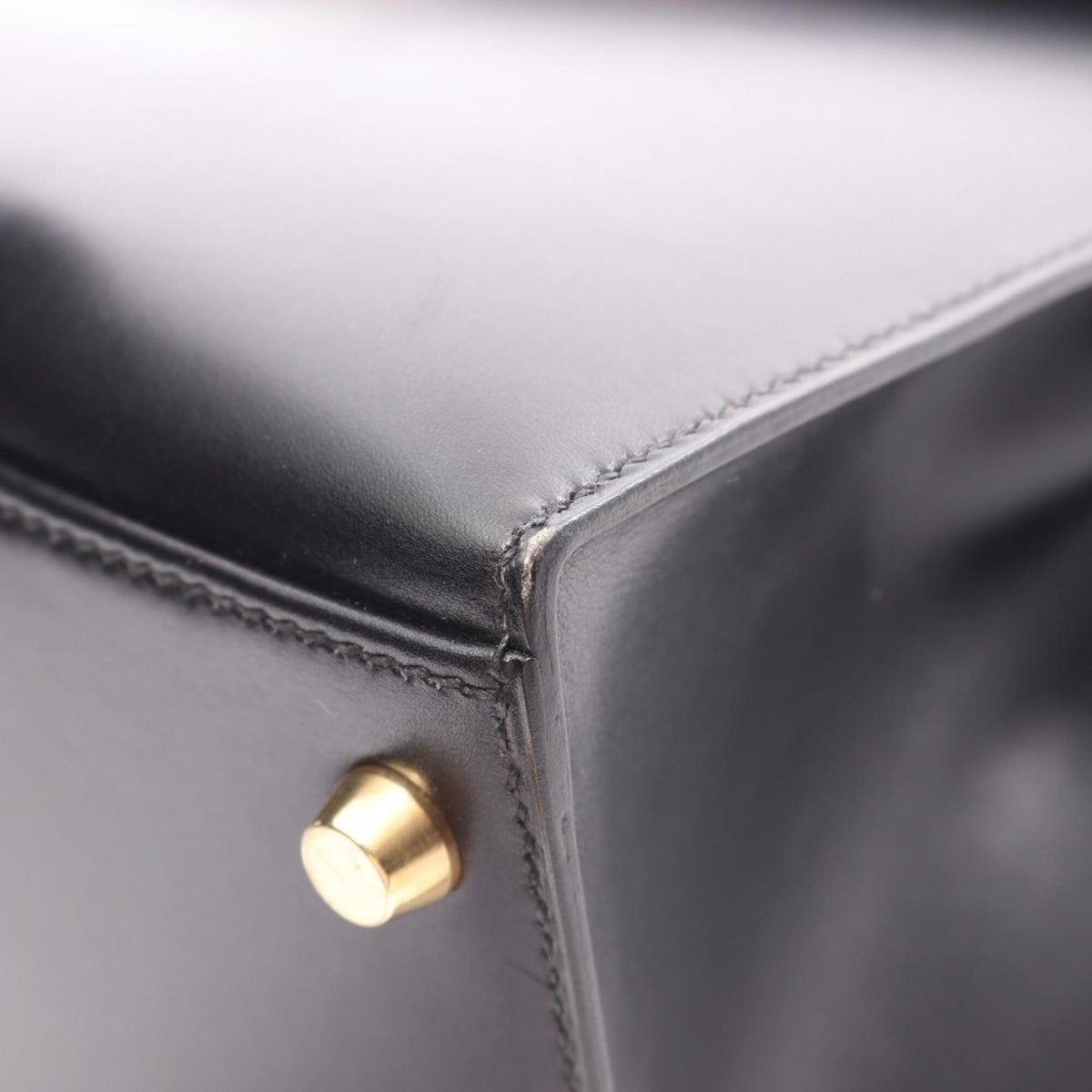 Hermes Black Box Calf Leather Leather Handbag (Pre-Owned)