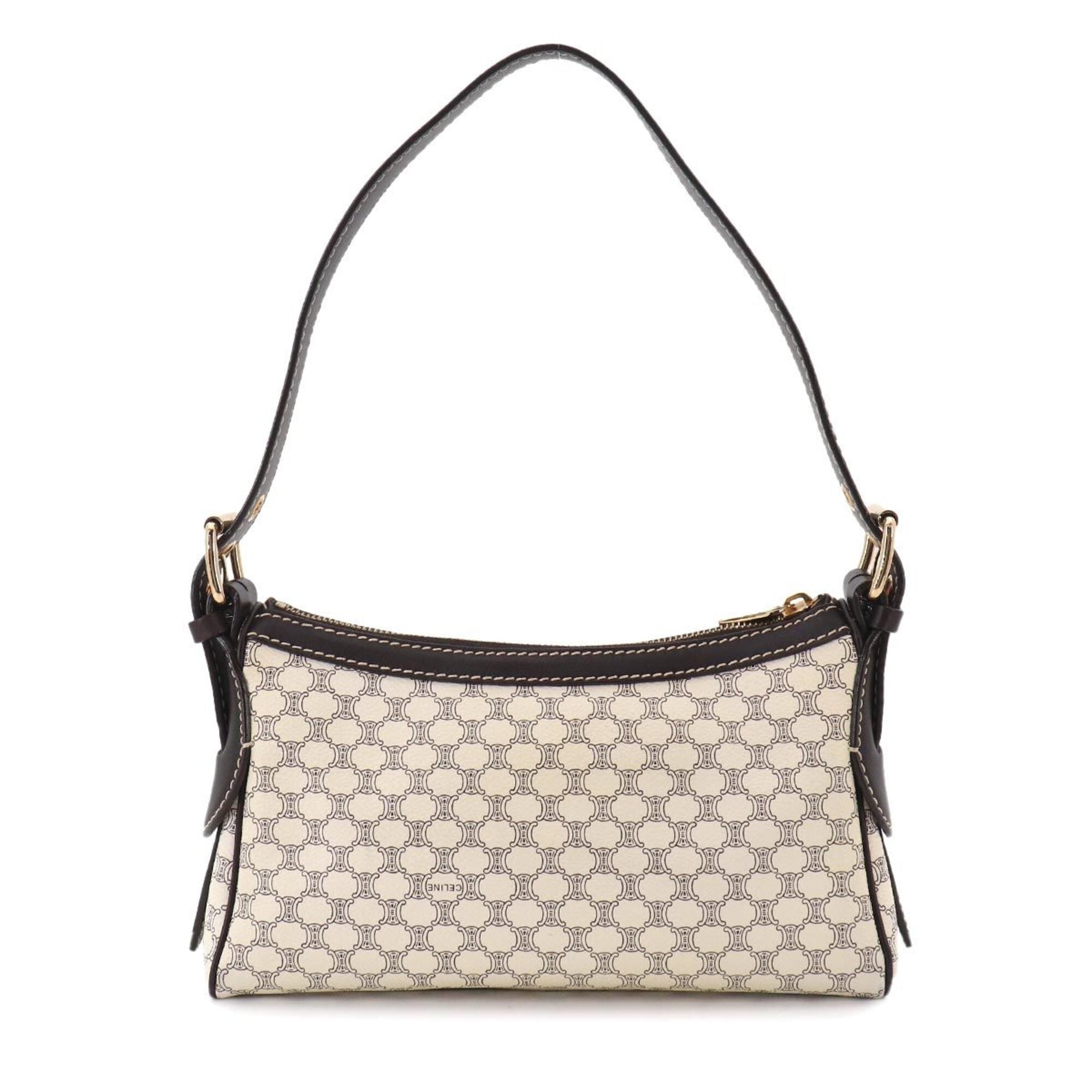 Celine Brown White Pvc Leather Handbag Shoulder Bag (Pre-Owned)