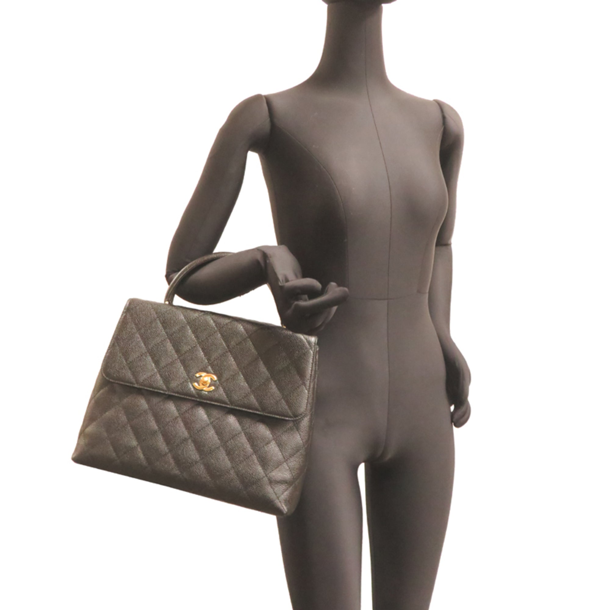 Chanel Black Grained Calfskin Handbag (Pre-Owned)