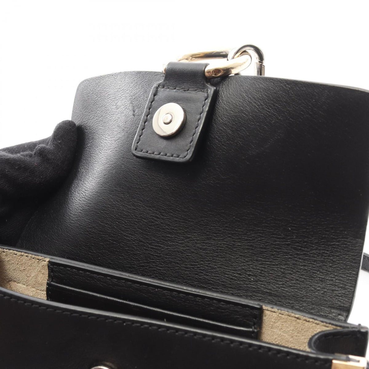 Chloé Black Leather Suede Handbag Shoulder Bag (Pre-Owned)