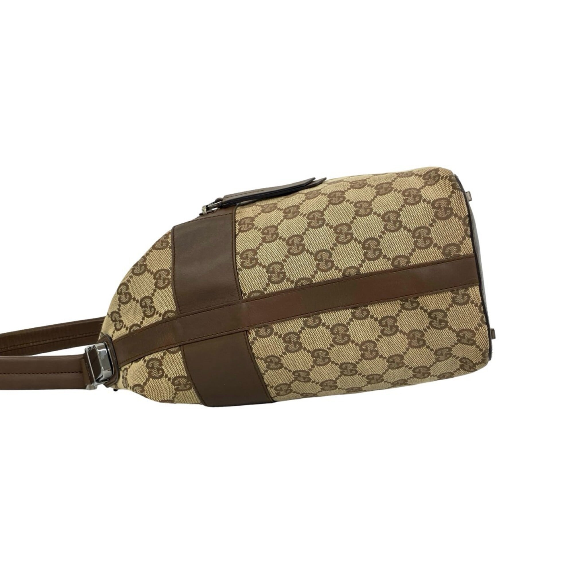Gucci Brown Canvas Leather Shoulder Bag Tote Bag (Pre-Owned)