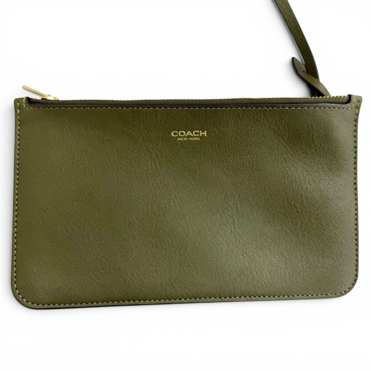 Coach Khaki Leather Pouch Shoulder Bag (Pre-Owned)