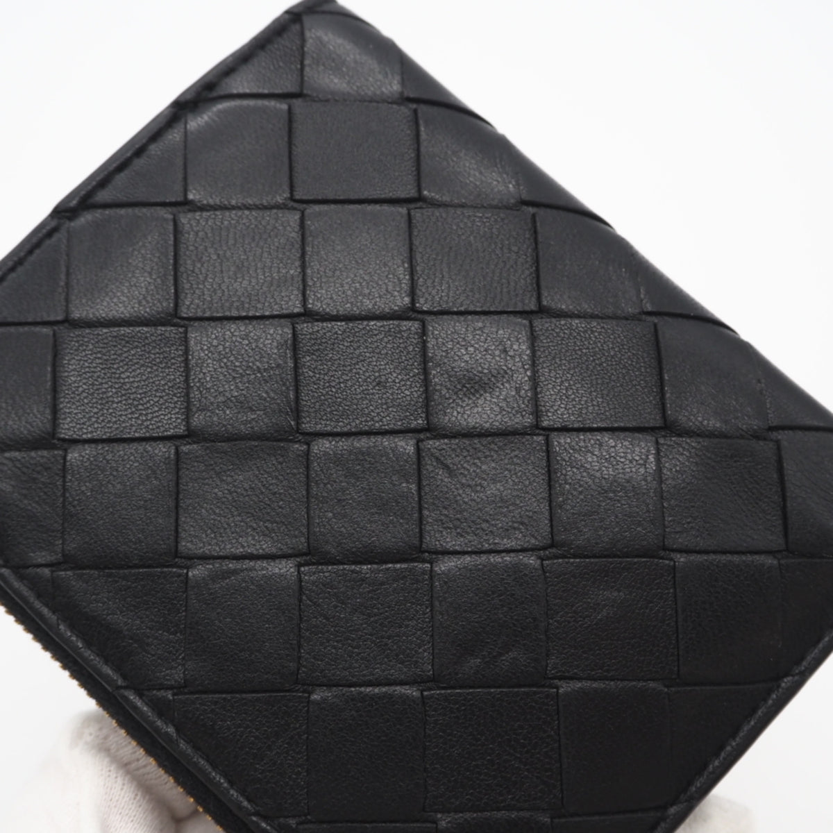 Bottega Veneta Intrecciato Black Leather Wallet (Bi-Fold) (Pre-Owned)