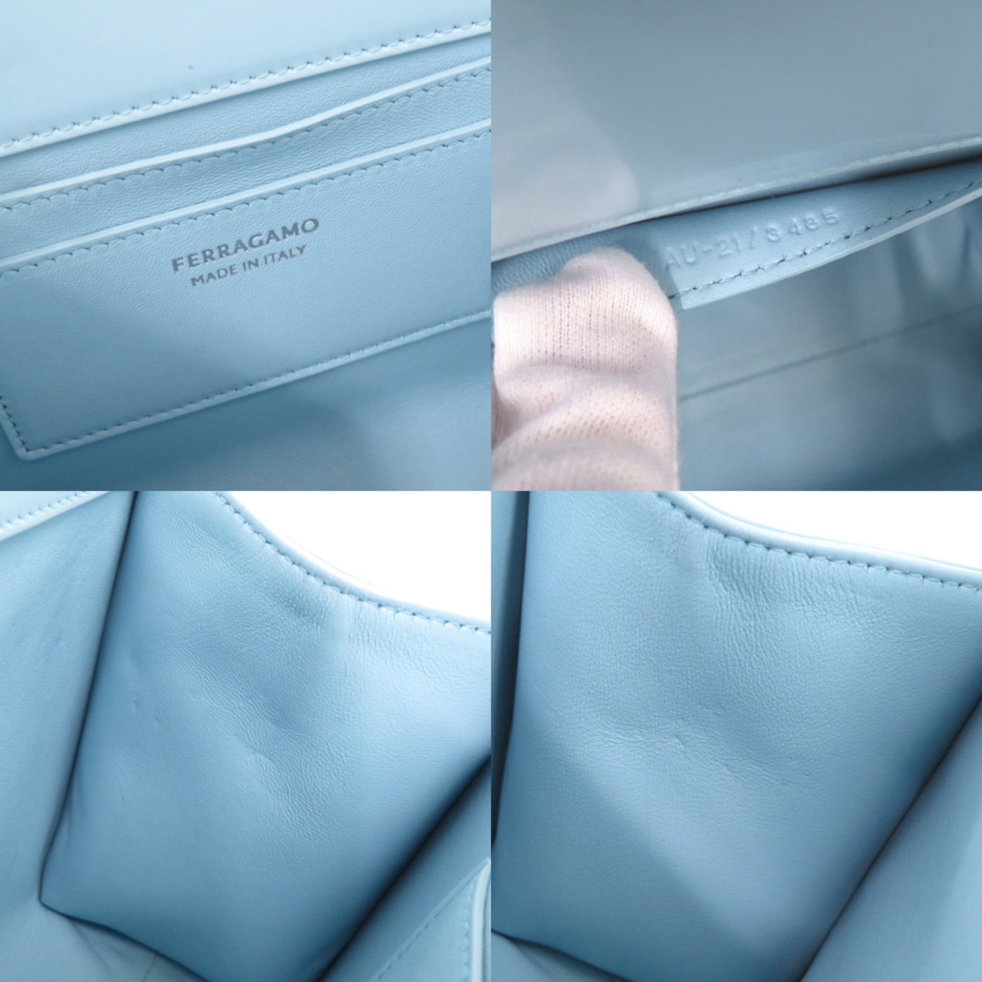 Salvatore Ferragamo Light Blue Patent Leather Handbag Shoulder Bag (Pre-Owned)