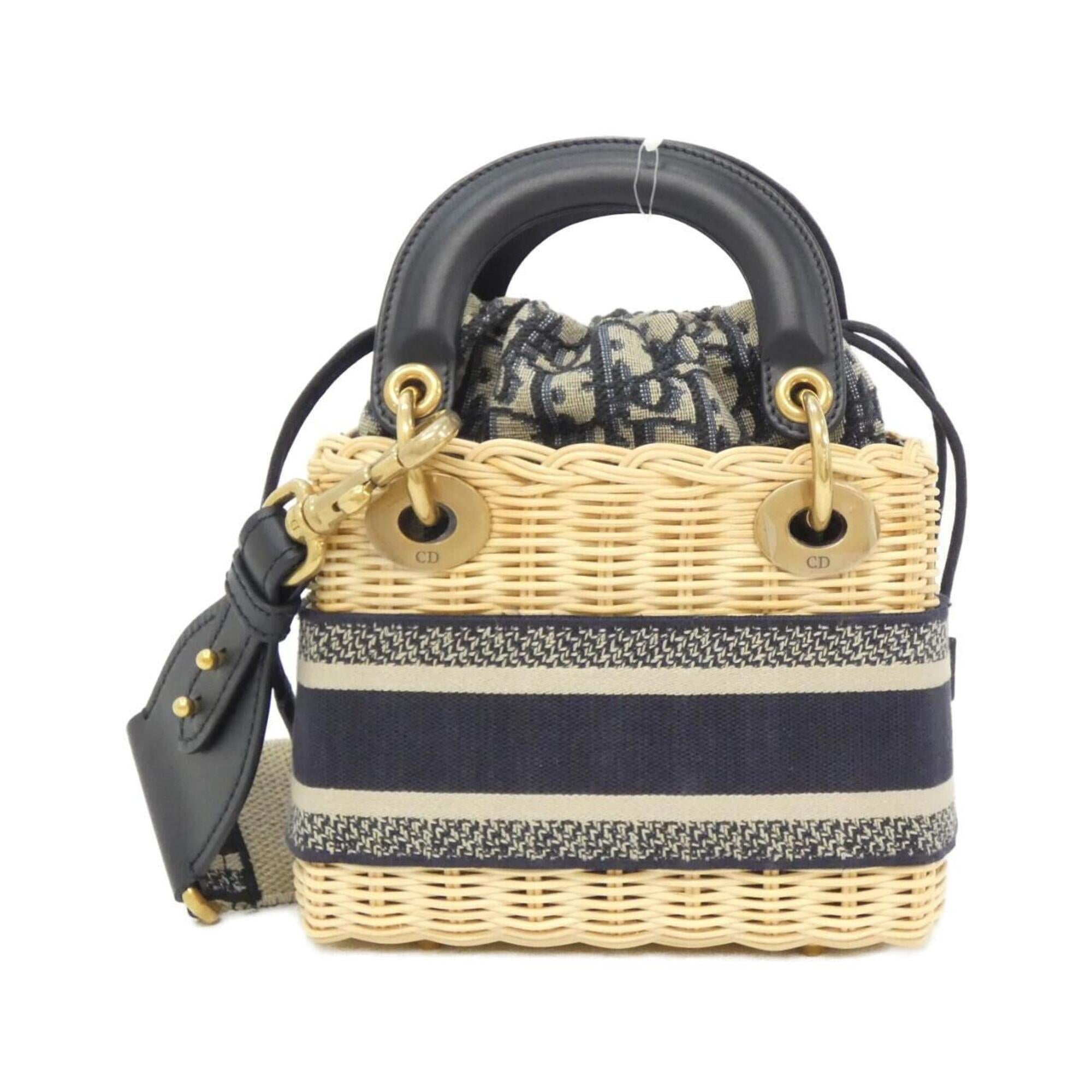 Christian Dior Lady Dior Blue Multi-Color Canvas Handbag (Pre-Owned)