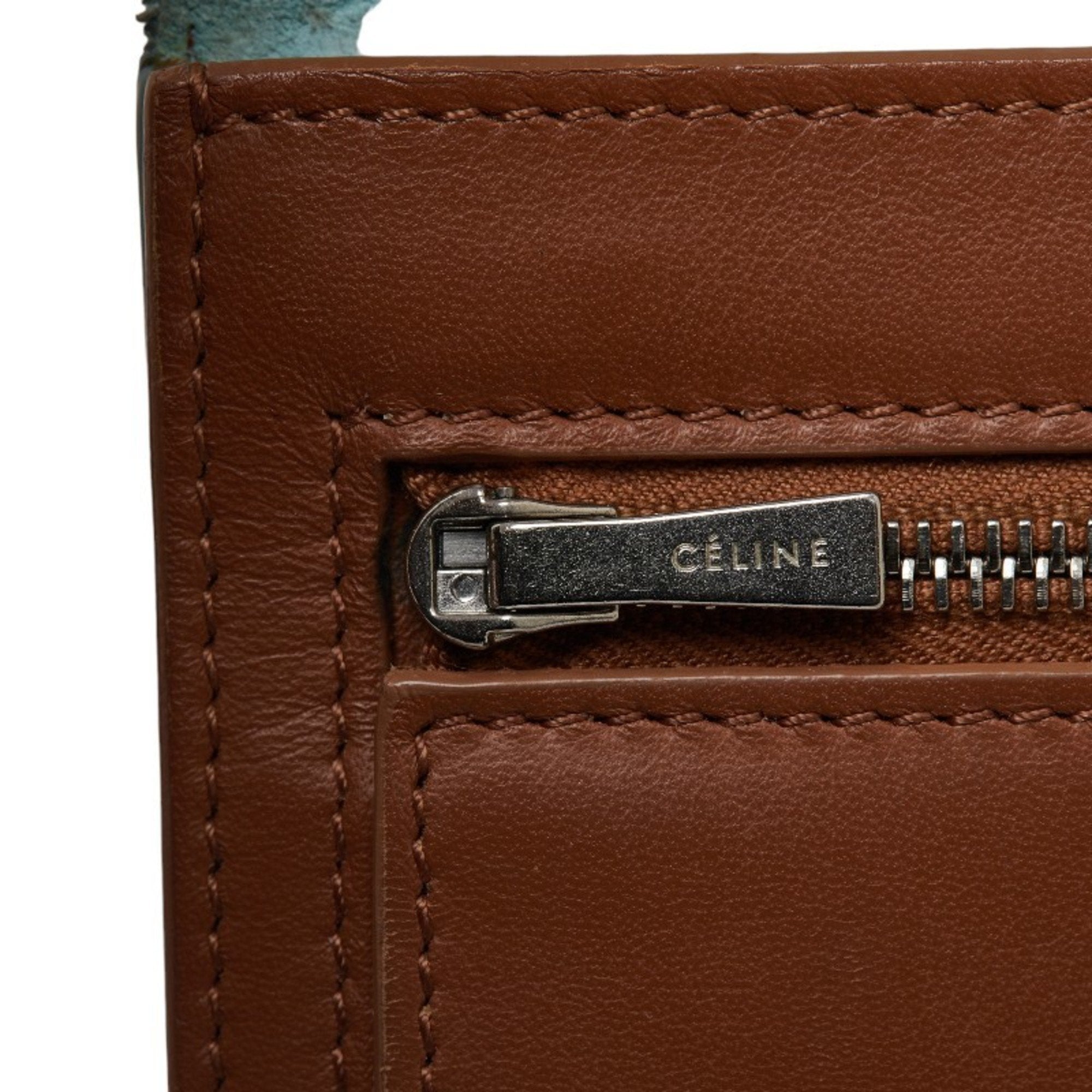 Celine Blue Brown Leather Wallet (Bi-Fold) (Pre-Owned)