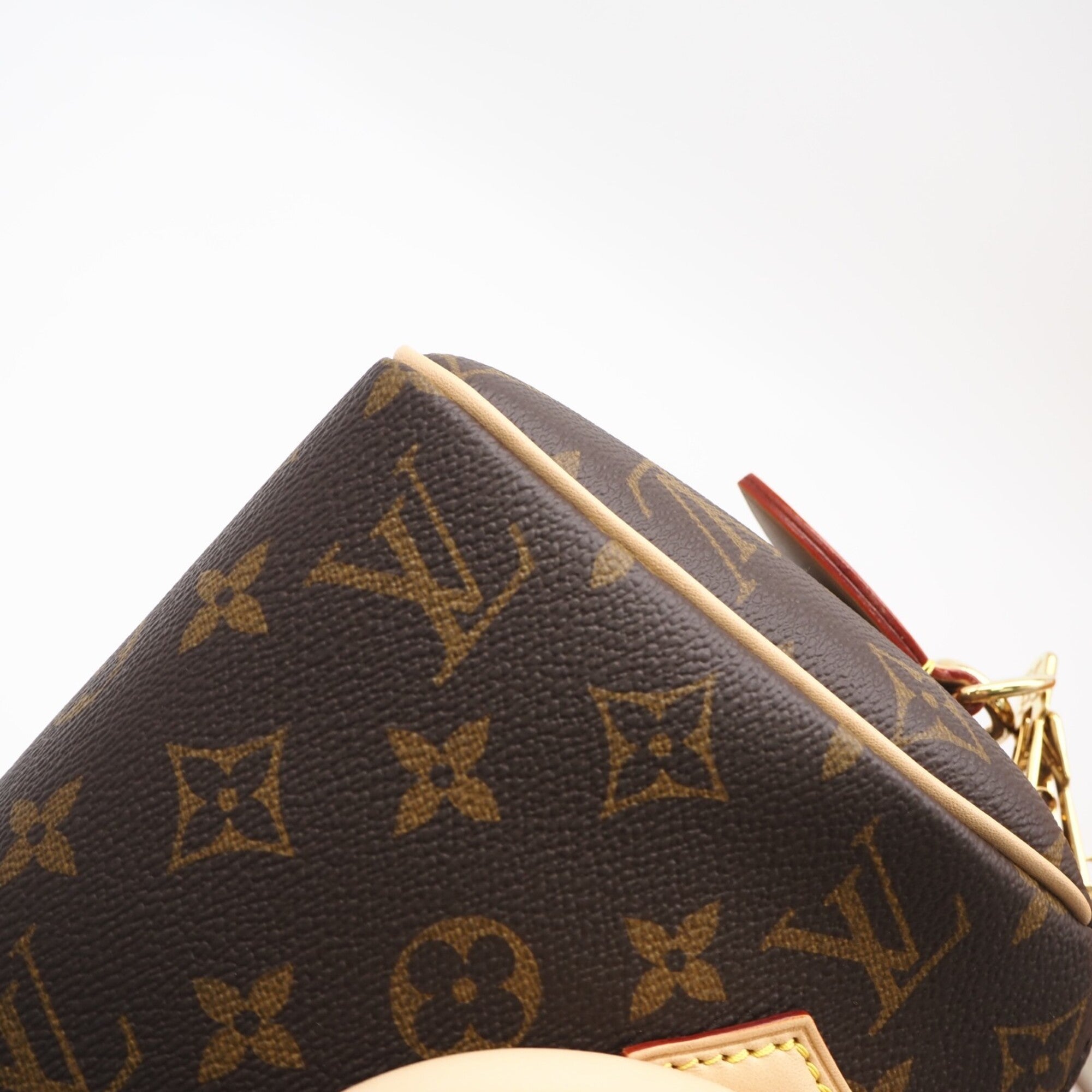 Louis Vuitton Monogram Beige Brown Coated Canvas Leather Handbag (Pre-Owned)