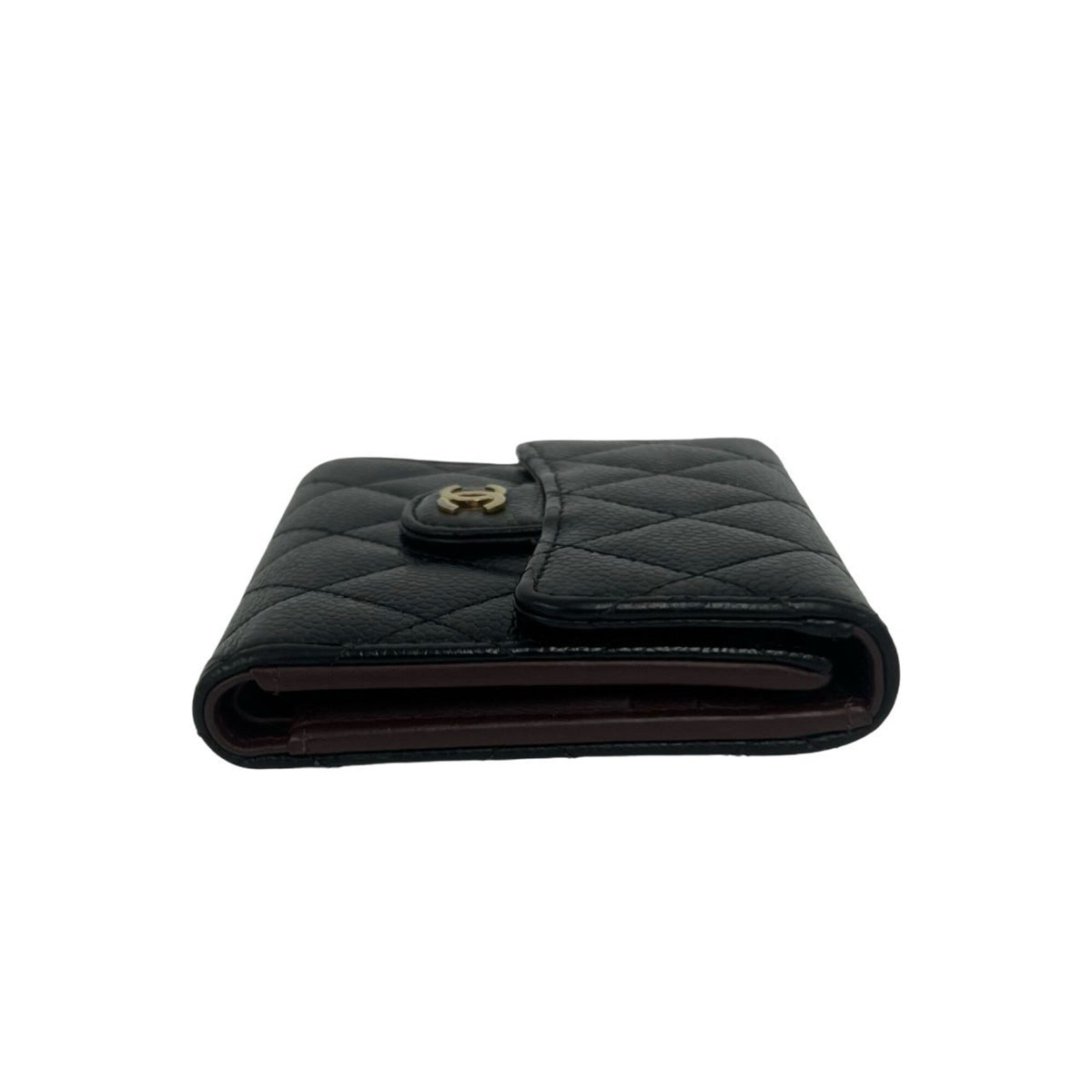 Chanel Black Grained Calfskin Wallet (Tri-Fold) (Pre-Owned)