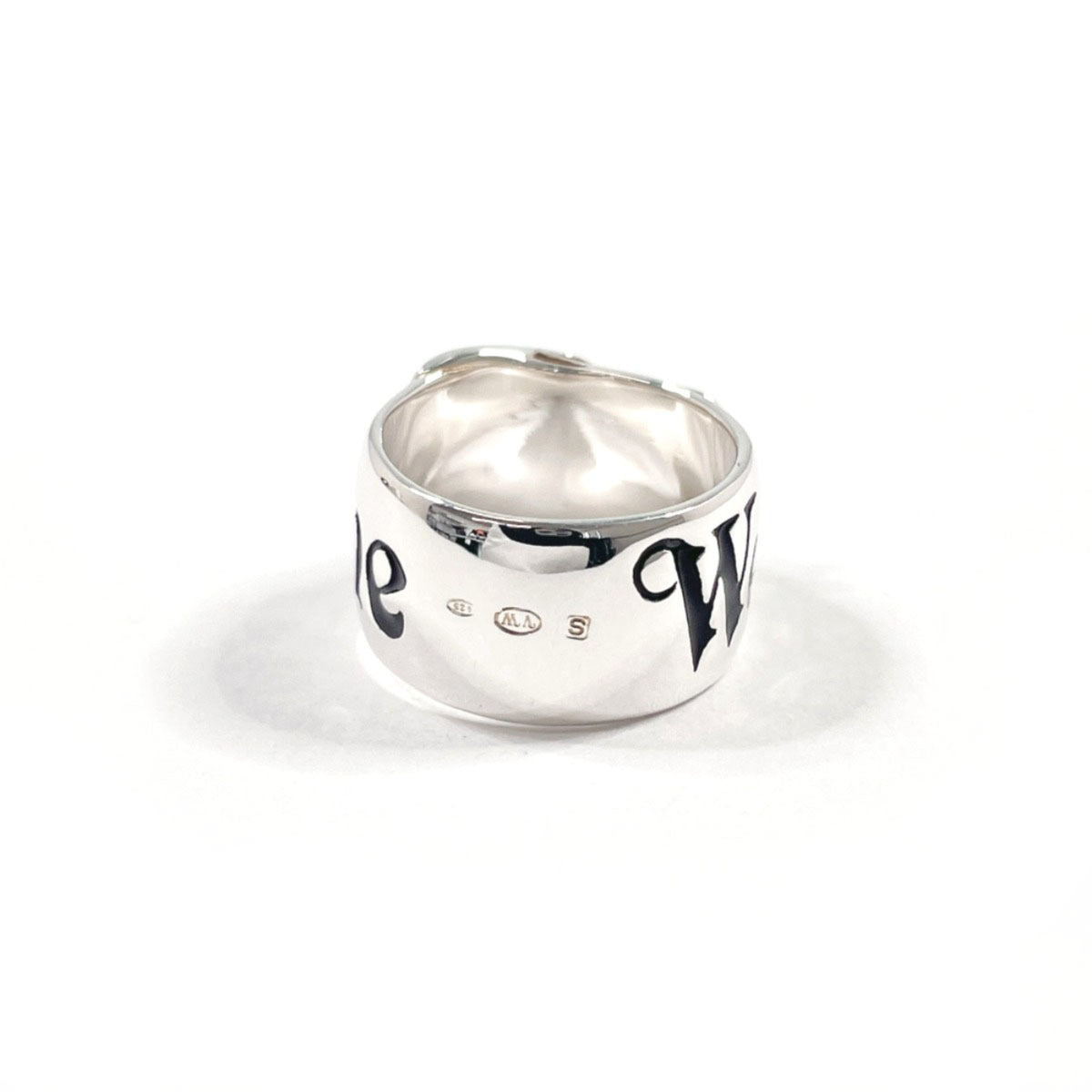 Vivienne Westwood Silver Black Silver 925 Band Ring (Pre-Owned)