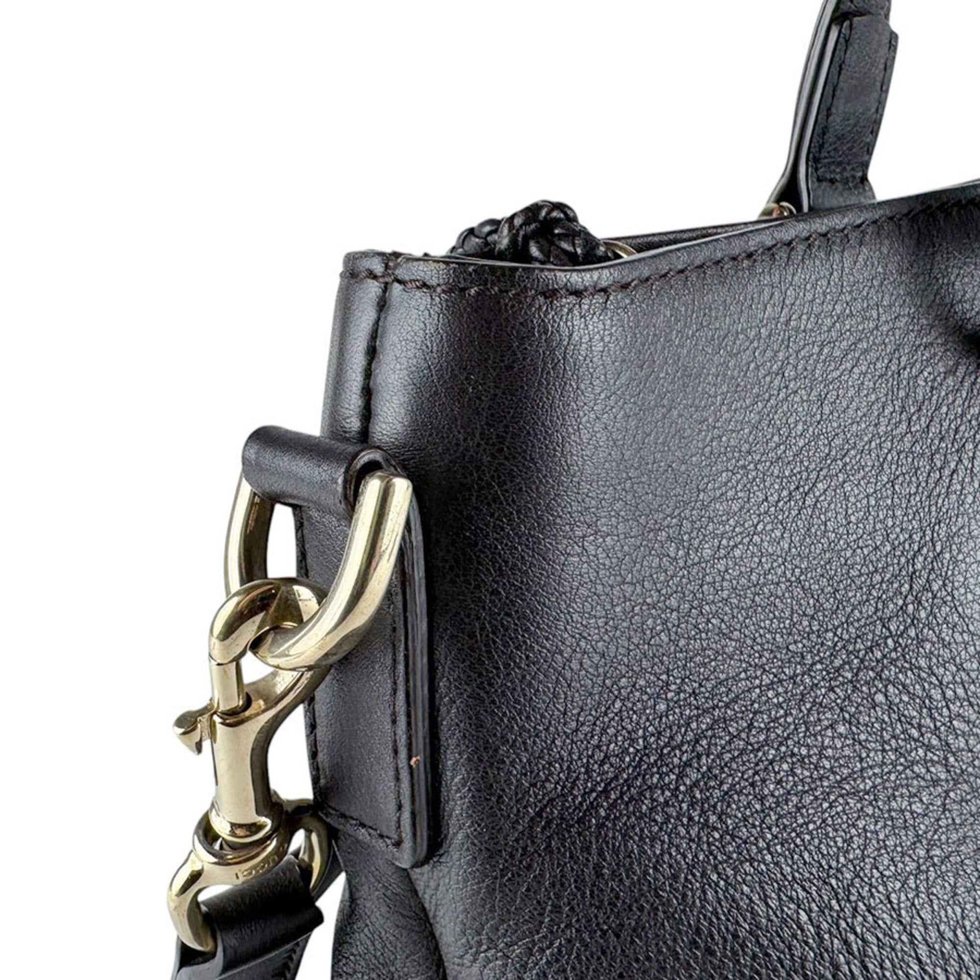 Gucci Dark Brown Leather Handbag Shoulder Bag (Pre-Owned)