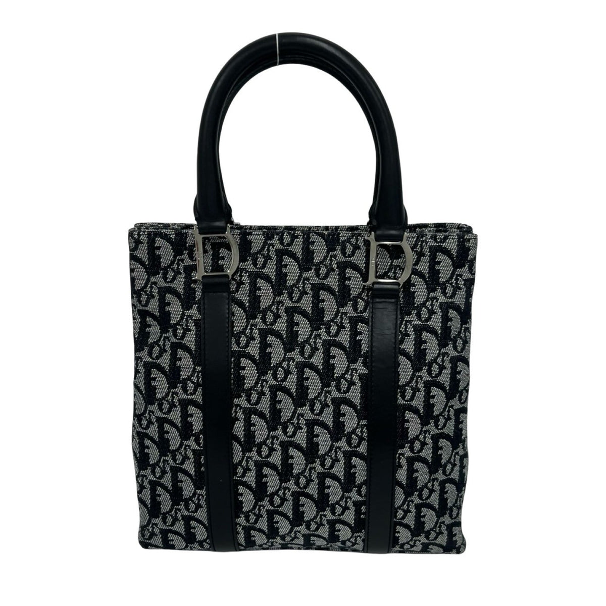 Christian Dior Black Canvas Leather Handbag Tote Bag (Pre-Owned)