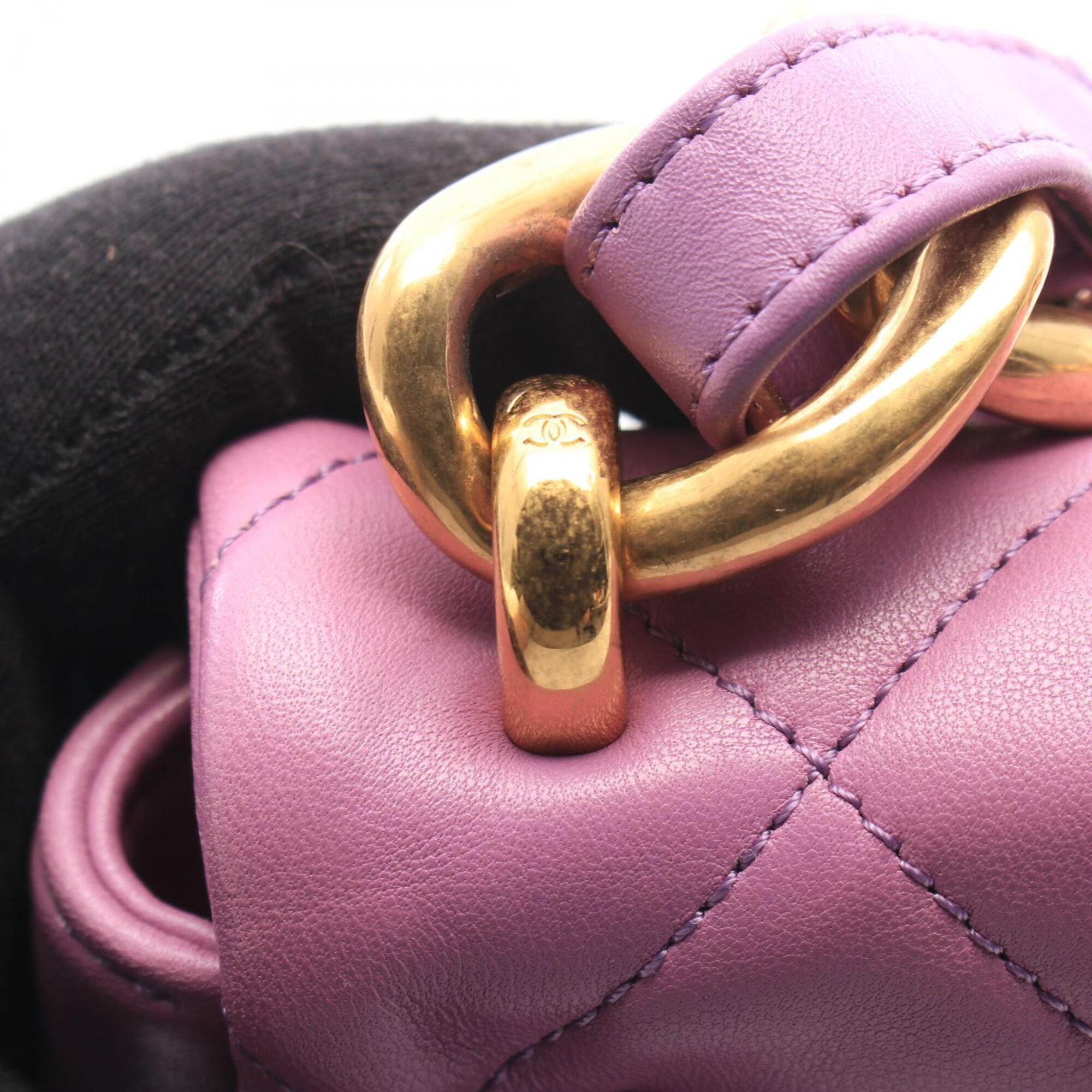 Chanel Purple Leather Handbag Shoulder Bag (Pre-Owned)