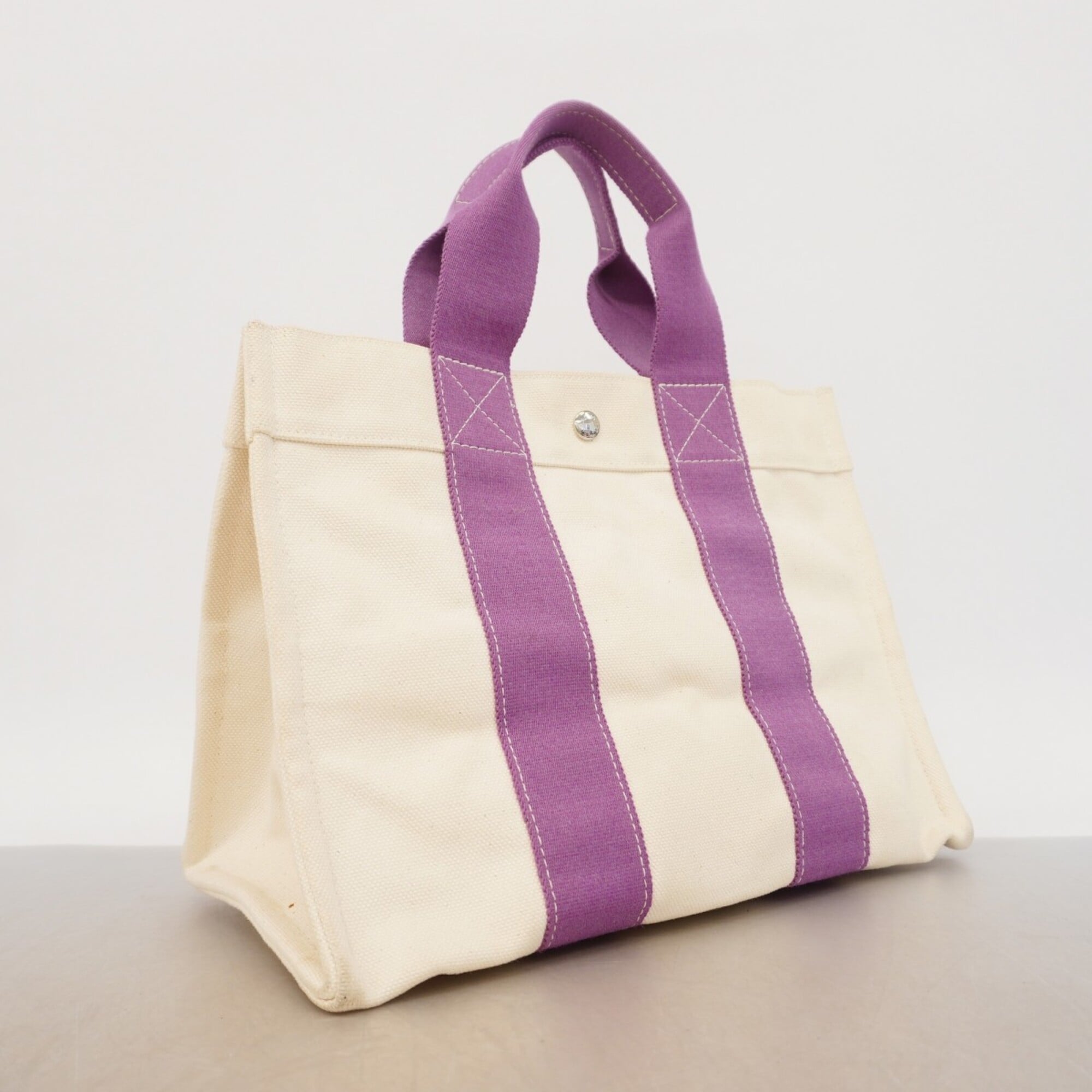 Hermes Purple Canvas Tote Bag (Pre-Owned)
