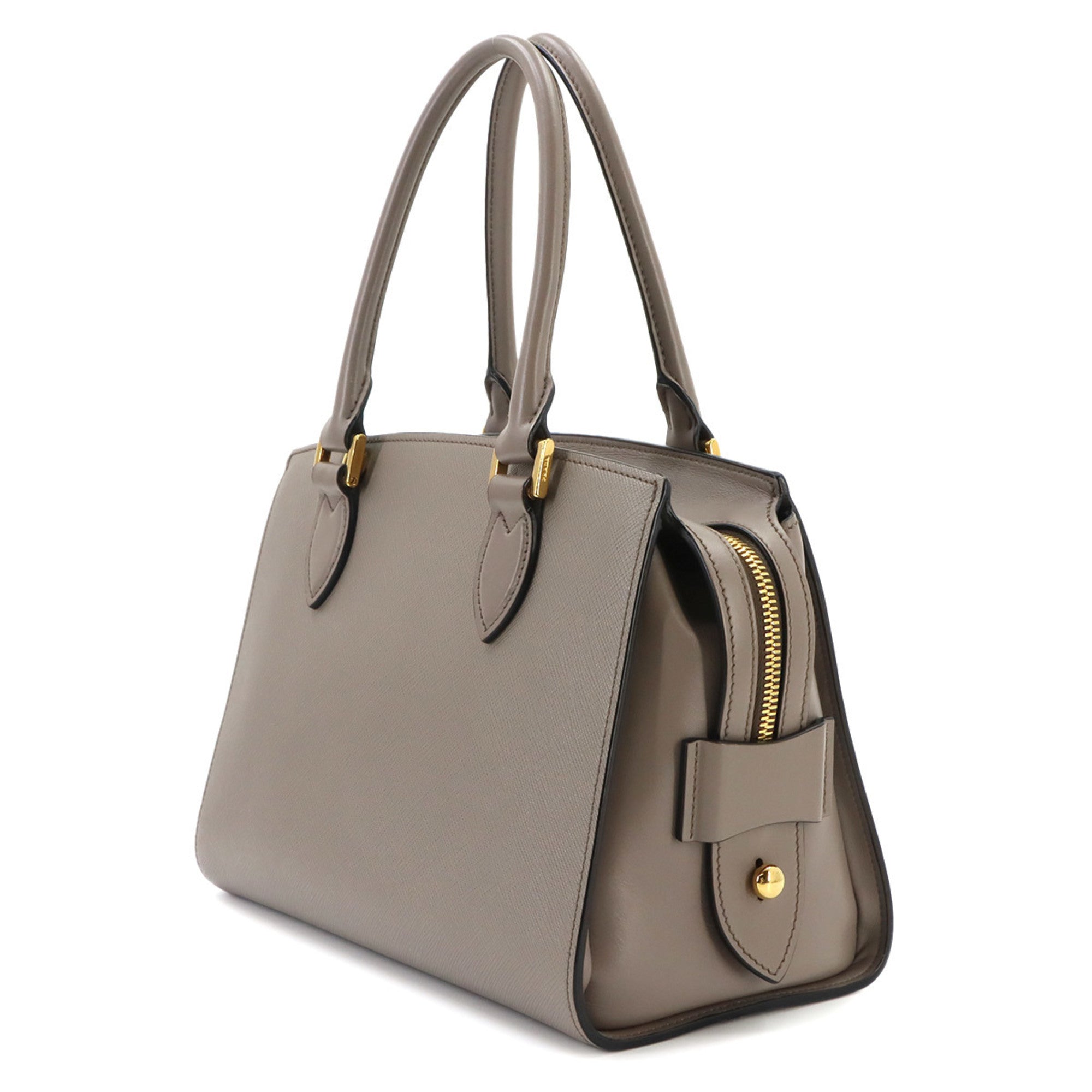 Prada Gray Saffiano Metal Handbag Shoulder Bag (Pre-Owned)