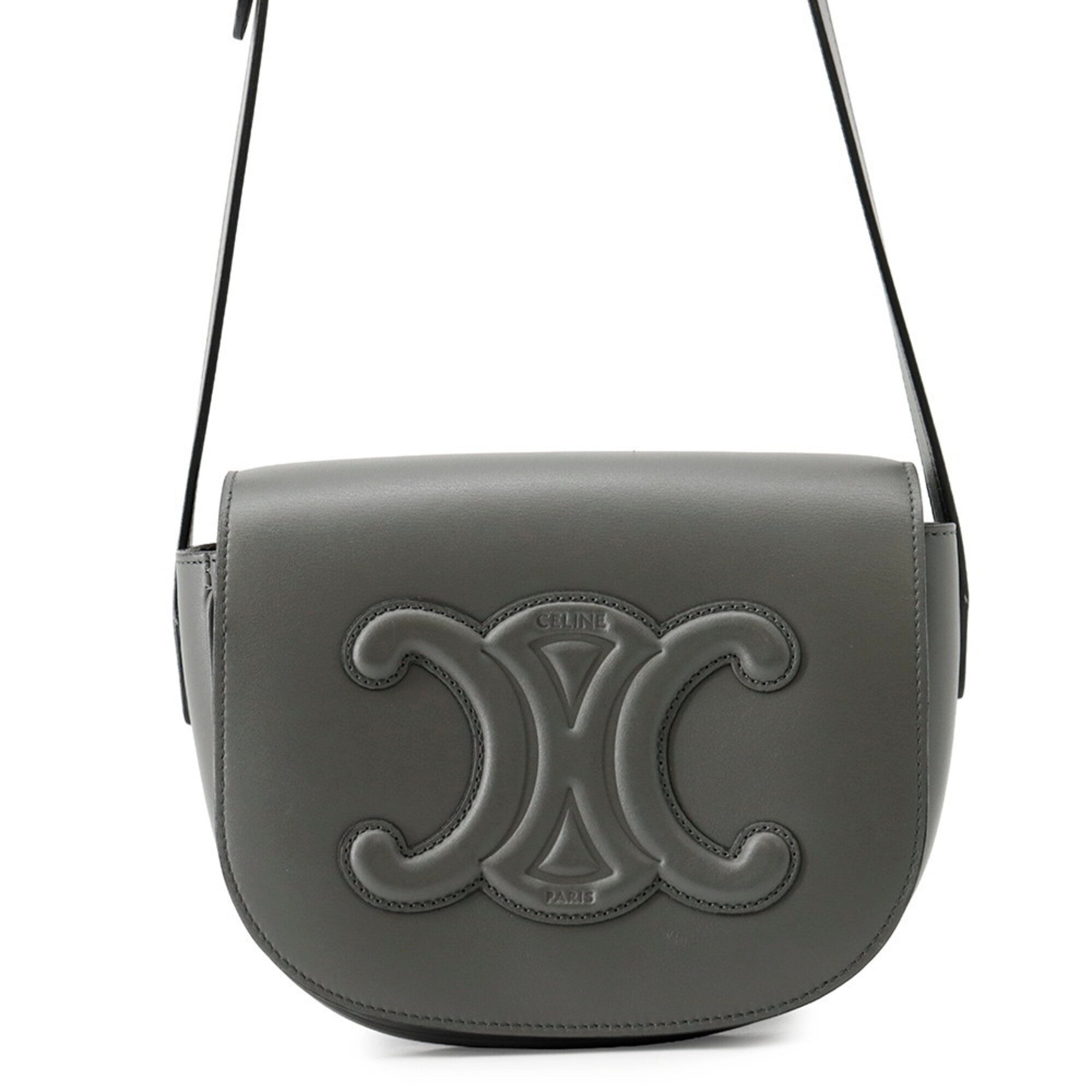 Celine Gray Leather Shoulder Bag (Pre-Owned)