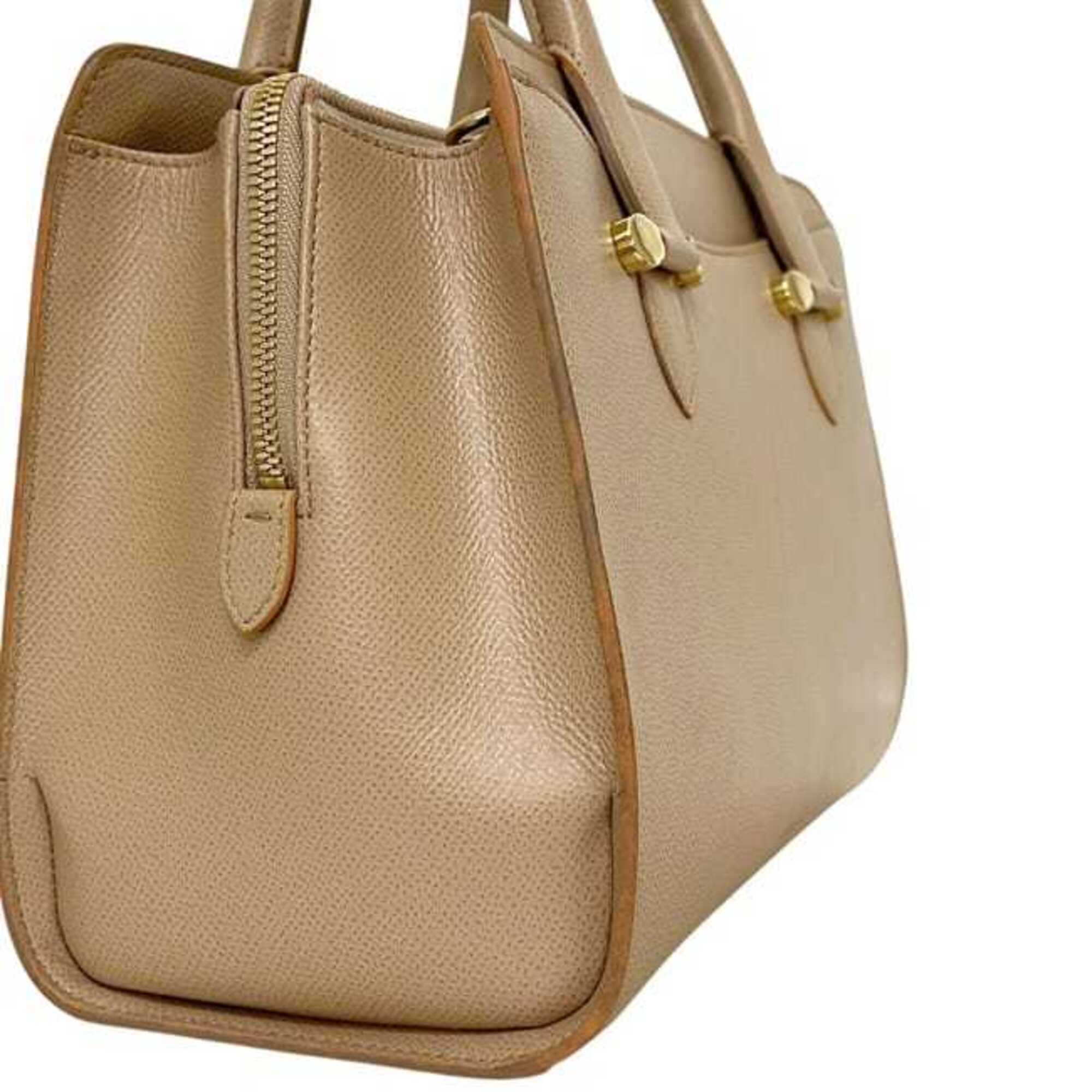 Salvatore Ferragamo Beige Leather Handbag Shoulder Bag (Pre-Owned)