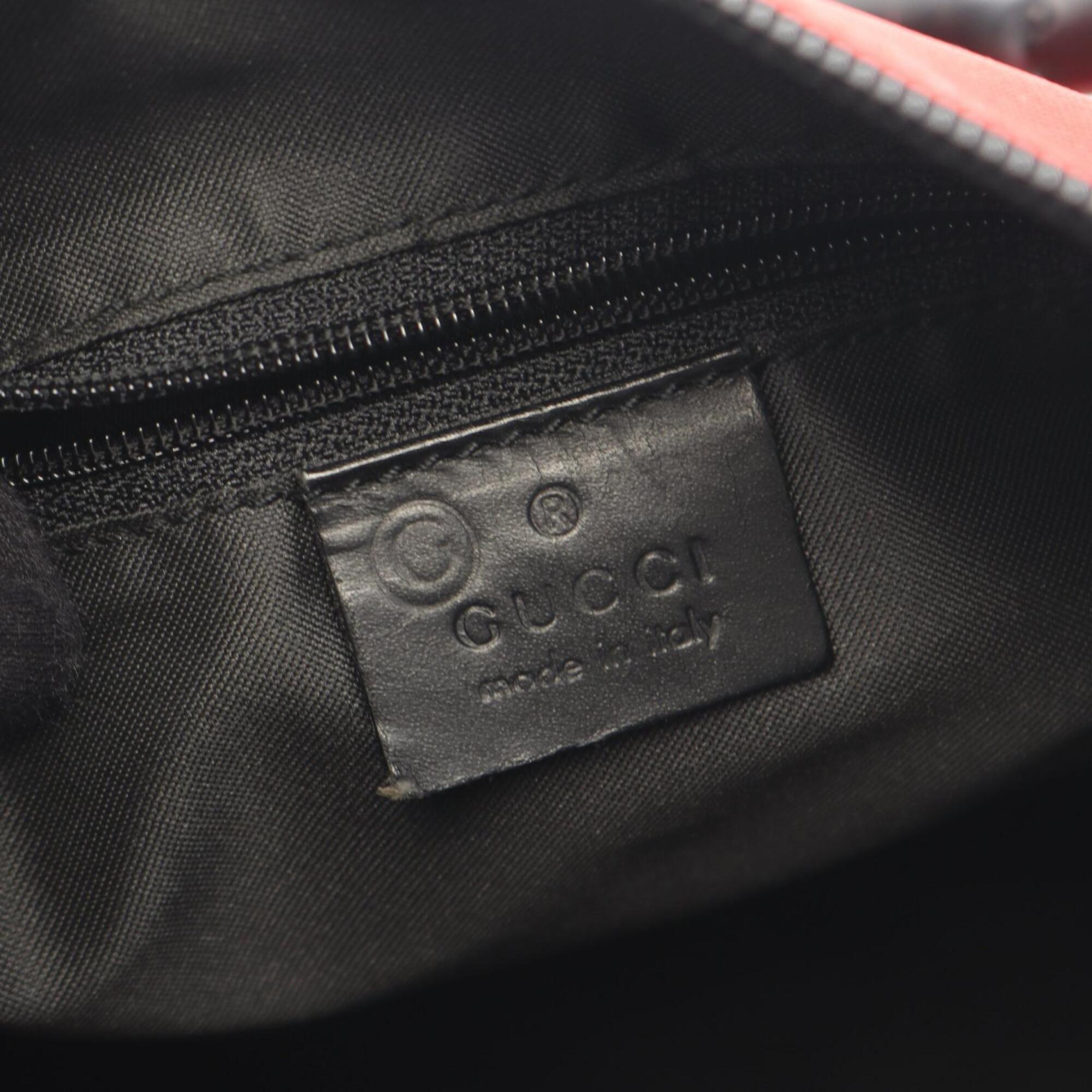 Gucci Black Red Color Nylon Canvas Shoulder Bag (Pre-Owned)