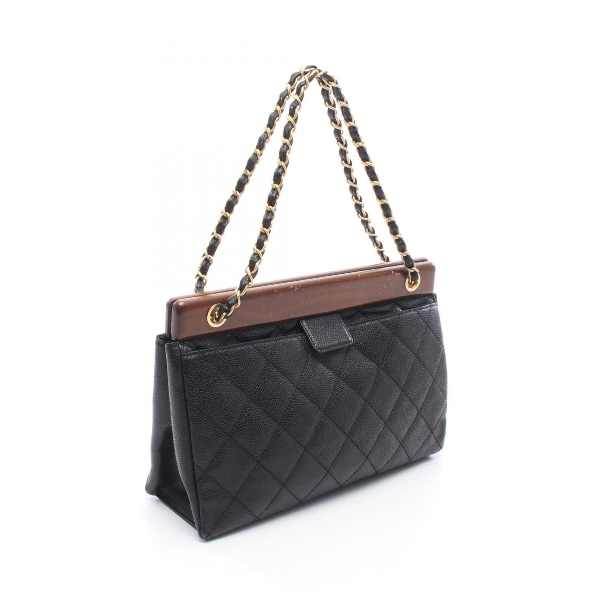 Chanel Black Brown Grained Calfskin Handbag Tote Bag (Pre-Owned)