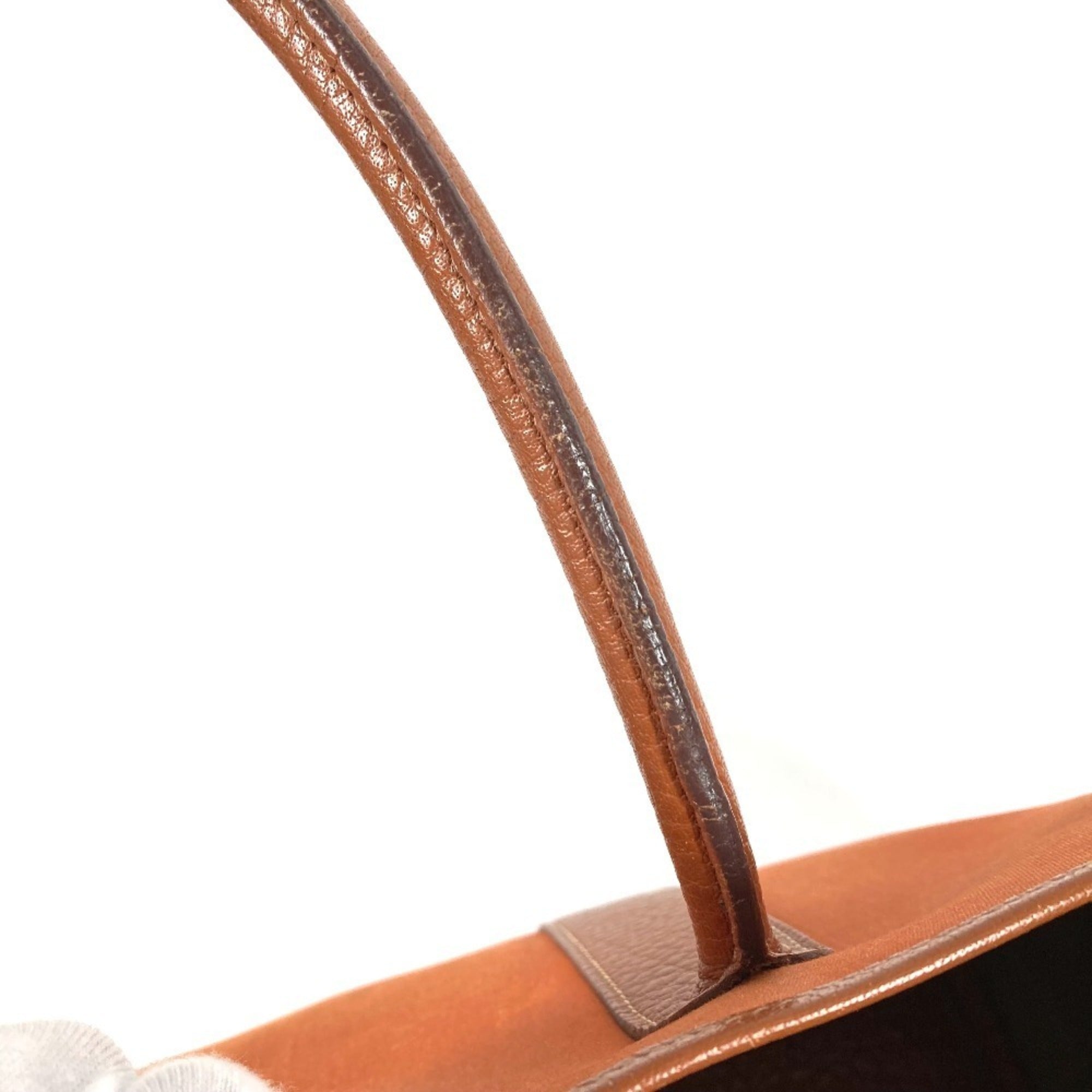 Hermes Orange Canvas Leather Handbag Shoulder Bag Tote Bag (Pre-Owned)