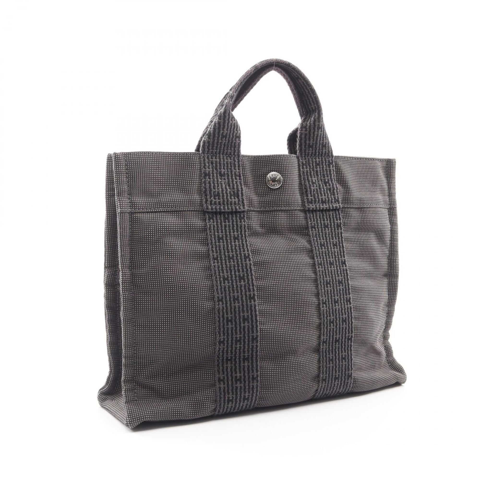Hermes Gray Nylon Canvas Handbag Tote Bag (Pre-Owned)