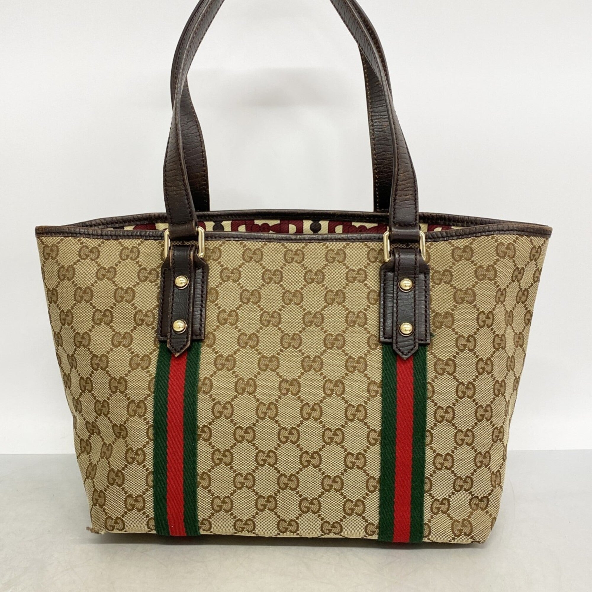 Gucci Beige Brown Canvas Tote Bag (Pre-Owned)
