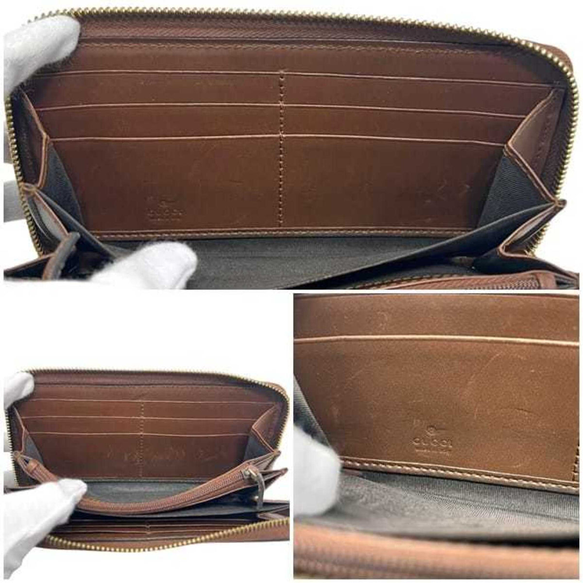 Gucci Beige Brown Pvc Leather Long Wallet (Bi-Fold) (Pre-Owned)