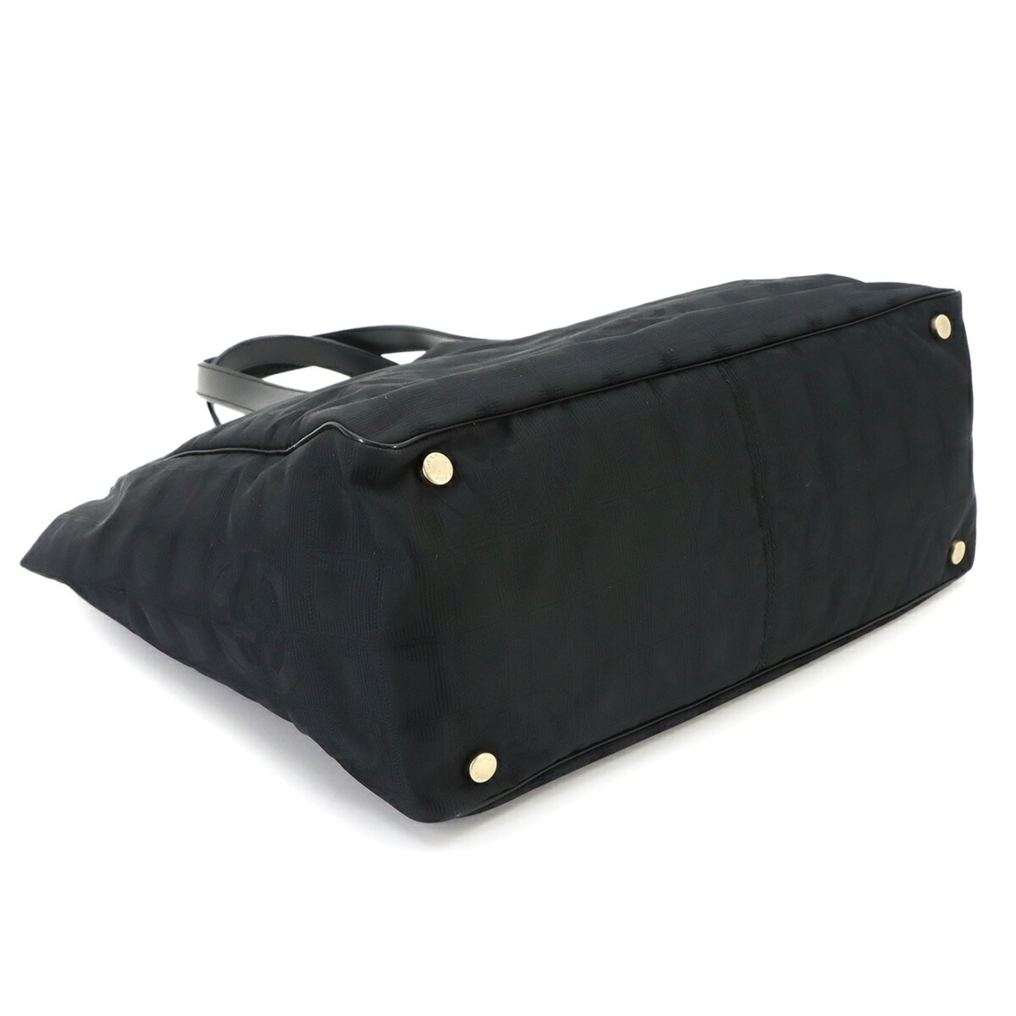 Chanel New Travel Line Black Nylon Jacquard Leather Handbag Tote Bag Weekend Bag (Pre-Owned)