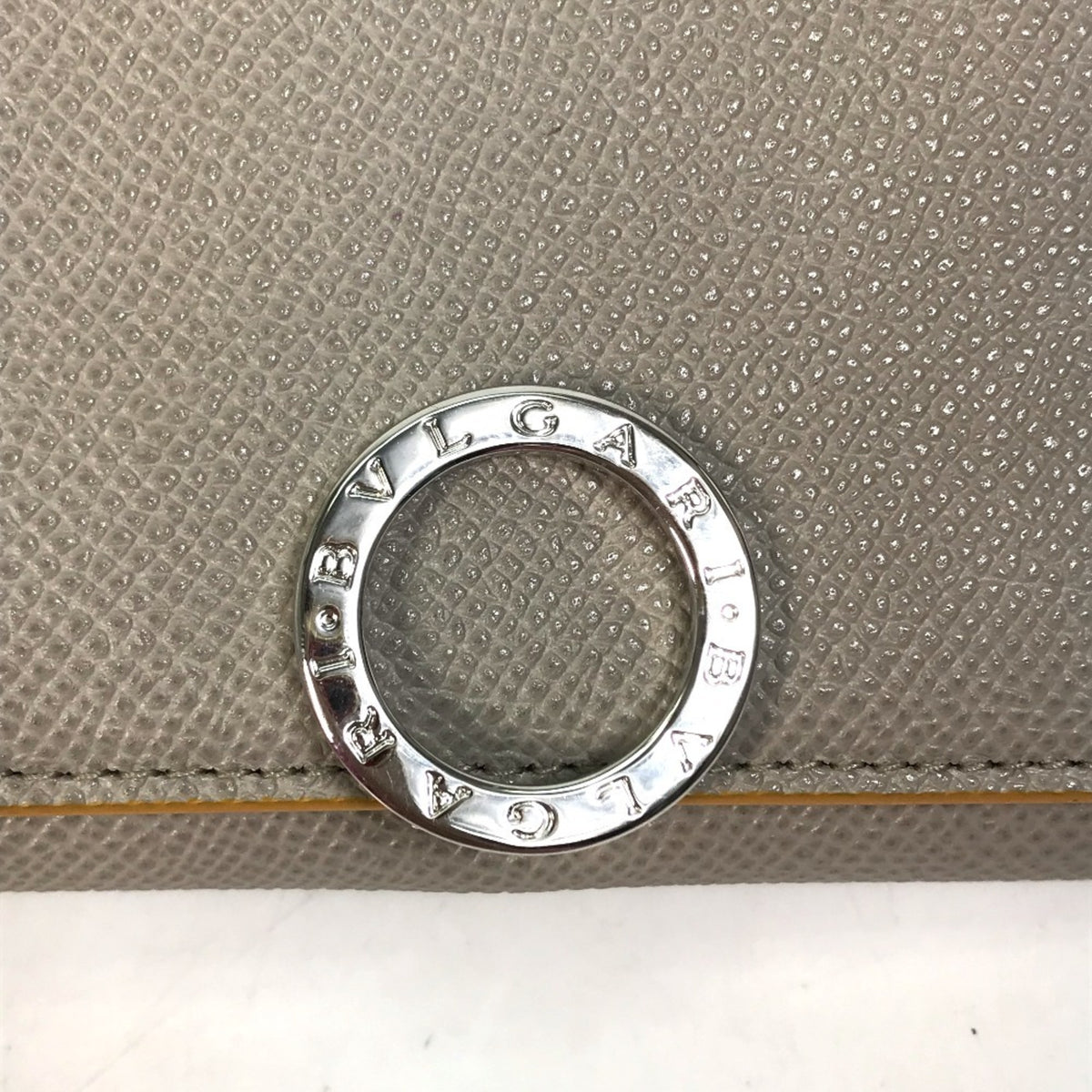Bvlgari Gray Yellow Leather Long Wallet (Bi-Fold) (Pre-Owned)