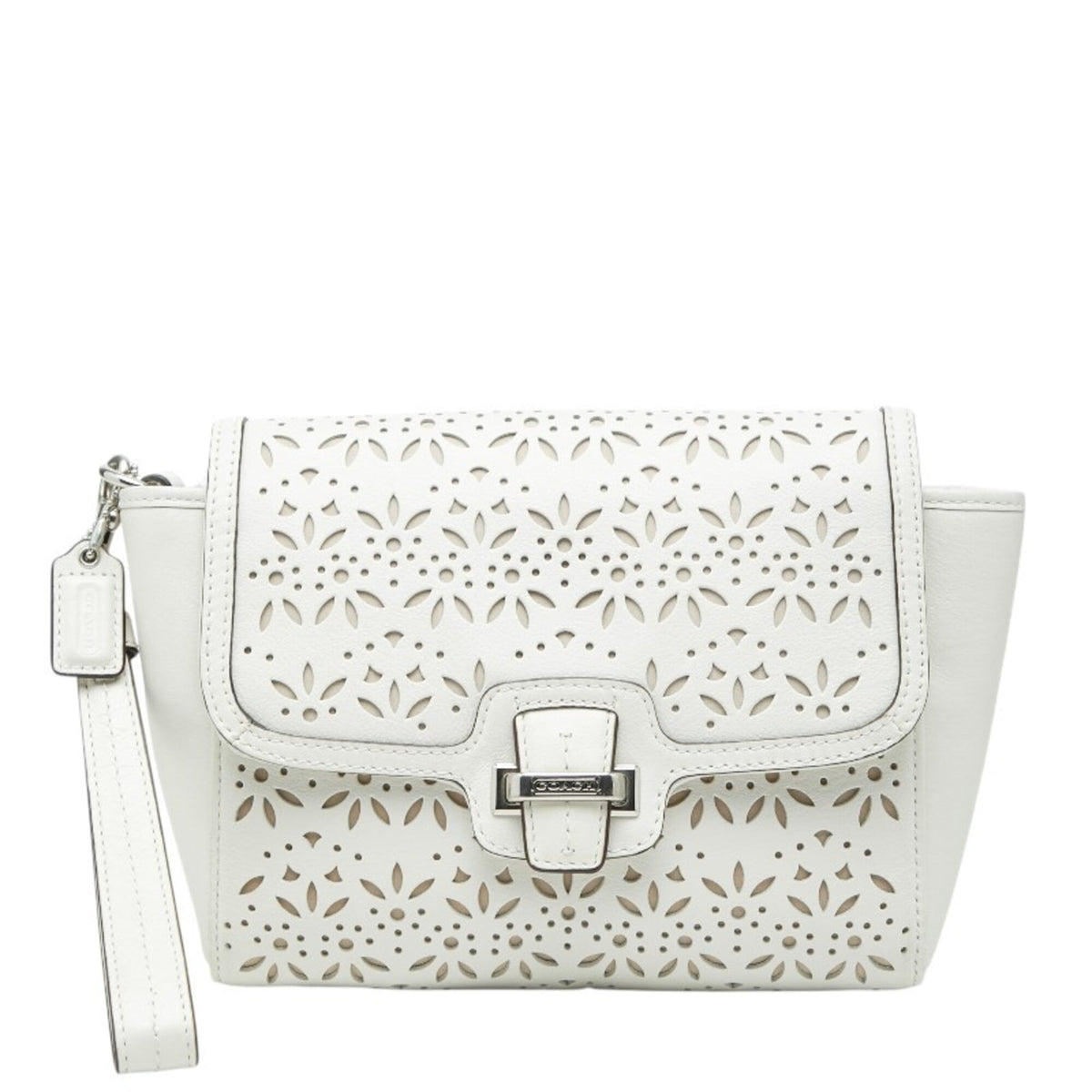 Coach White Leather Clutch Bag (Pre-Owned)
