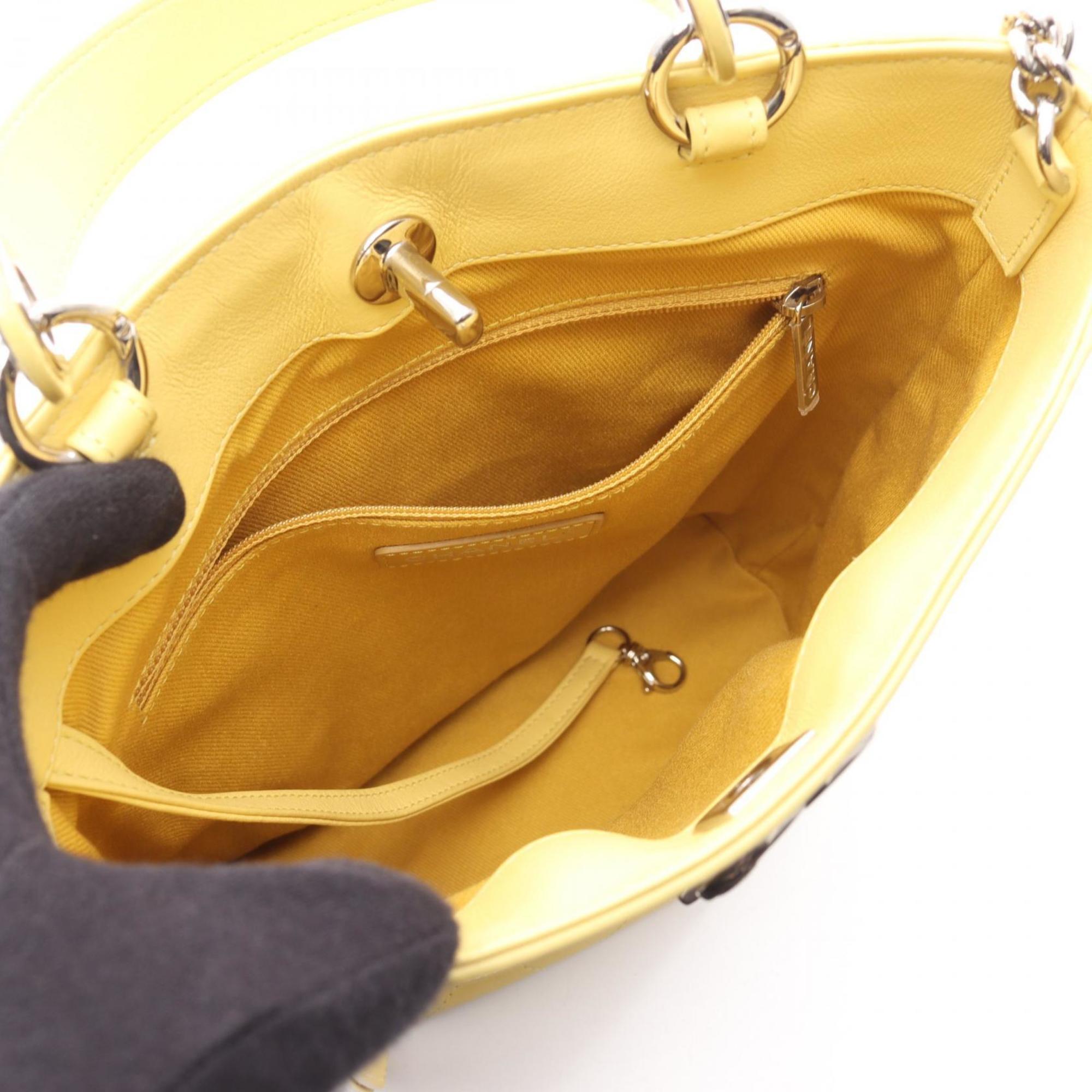 Chanel Yellow Leather Handbag Shoulder Bag (Pre-Owned)