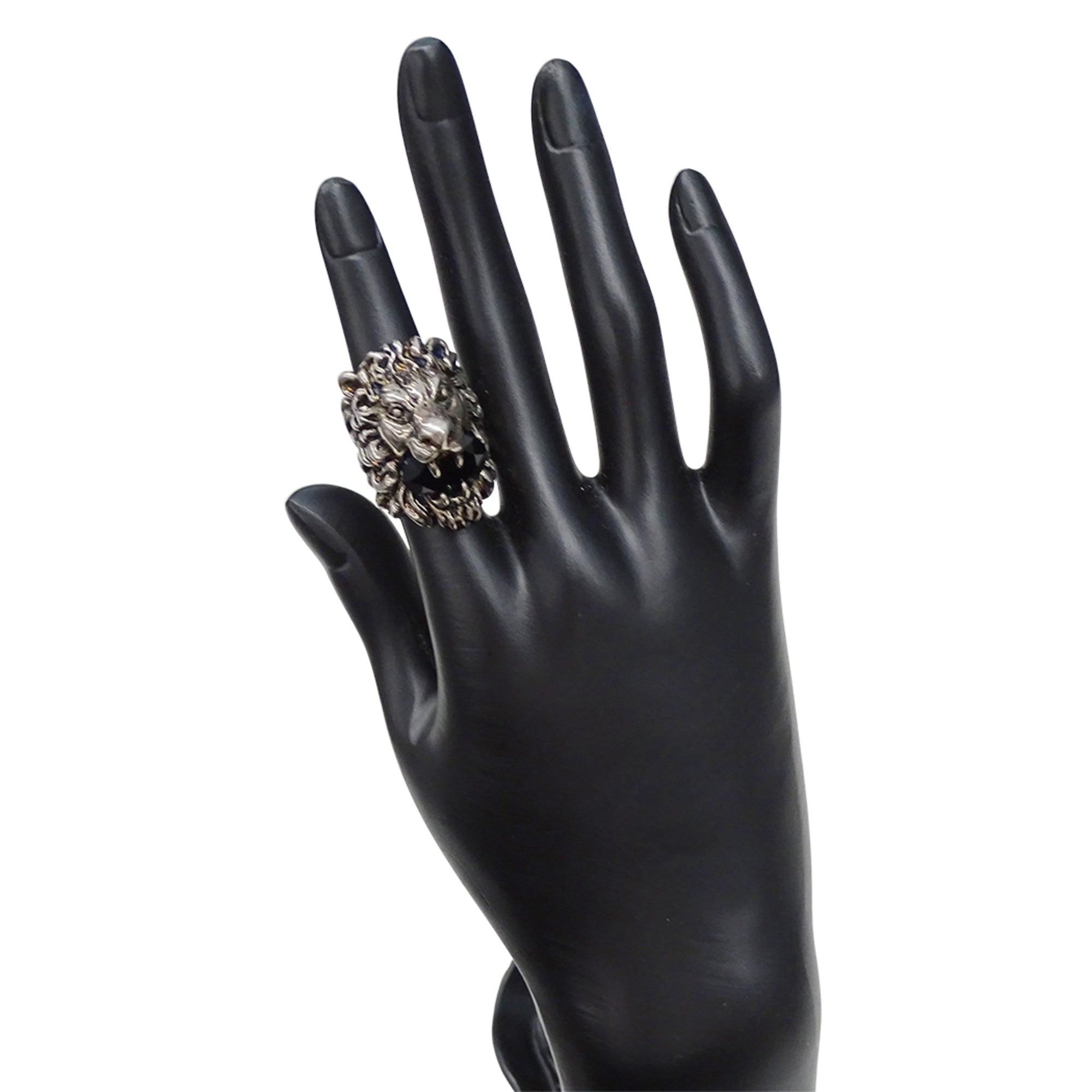 Gucci Silver Black Metal Band Ring (Pre-Owned)