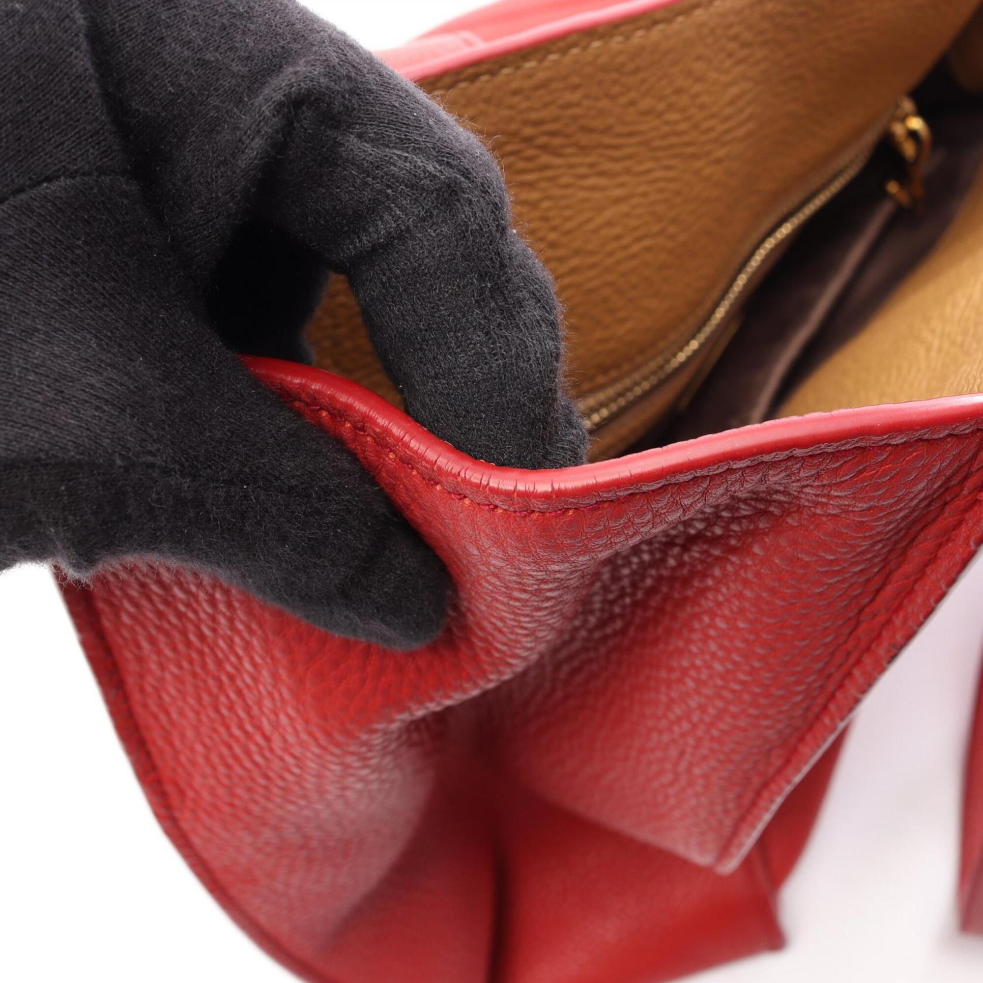 Miu Miu Red Color Leather Handbag Tote Bag (Pre-Owned)