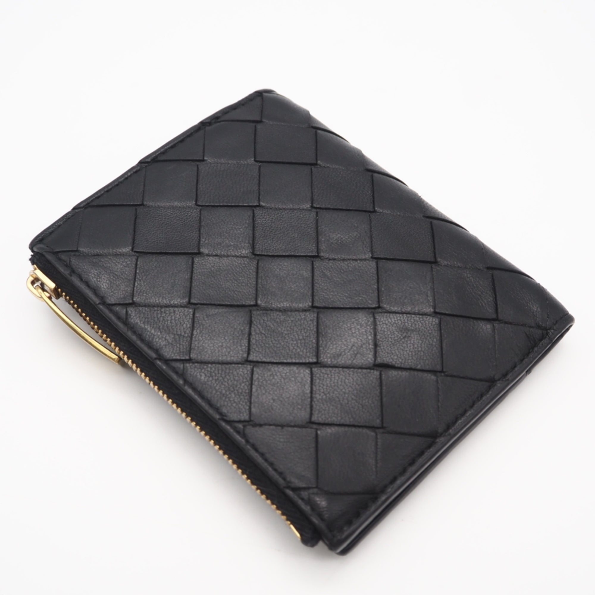 Bottega Veneta Intrecciato Black Leather Wallet (Bi-Fold) (Pre-Owned)