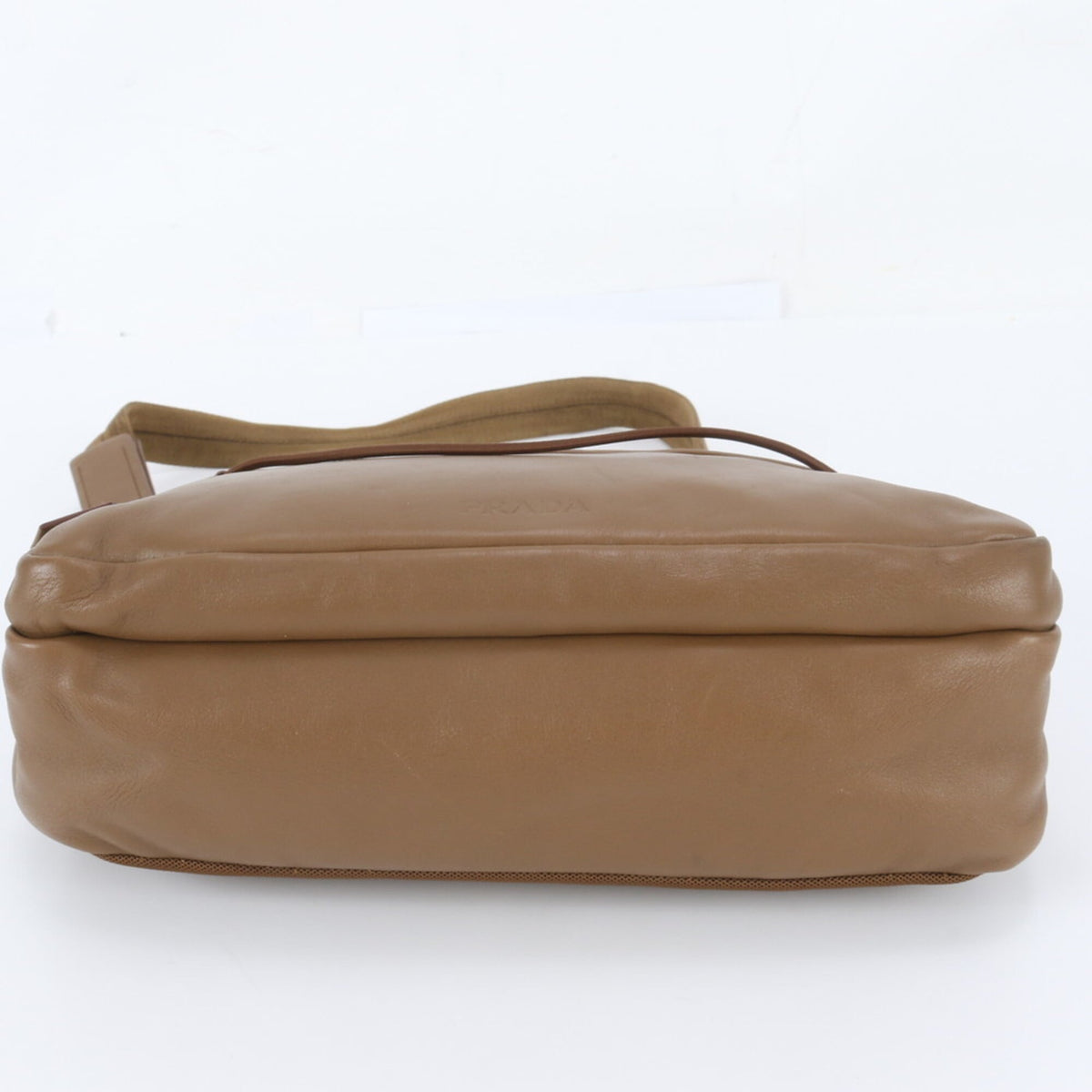Prada Brown Leather Messenger Bag Shoulder Bag (Pre-Owned)
