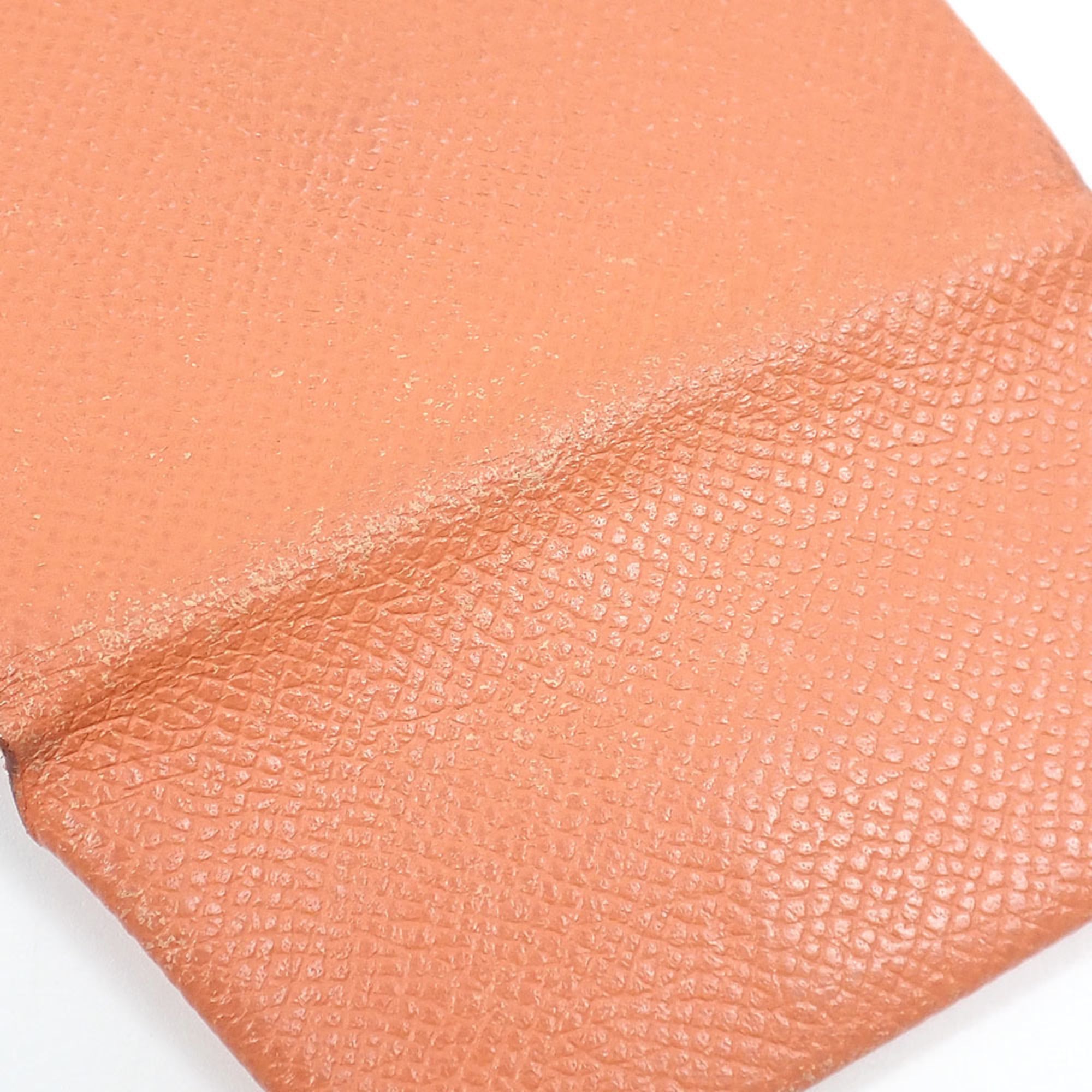 Hermes Bastia Orange Leather Coin Purse/Coin Case (Pre-Owned)