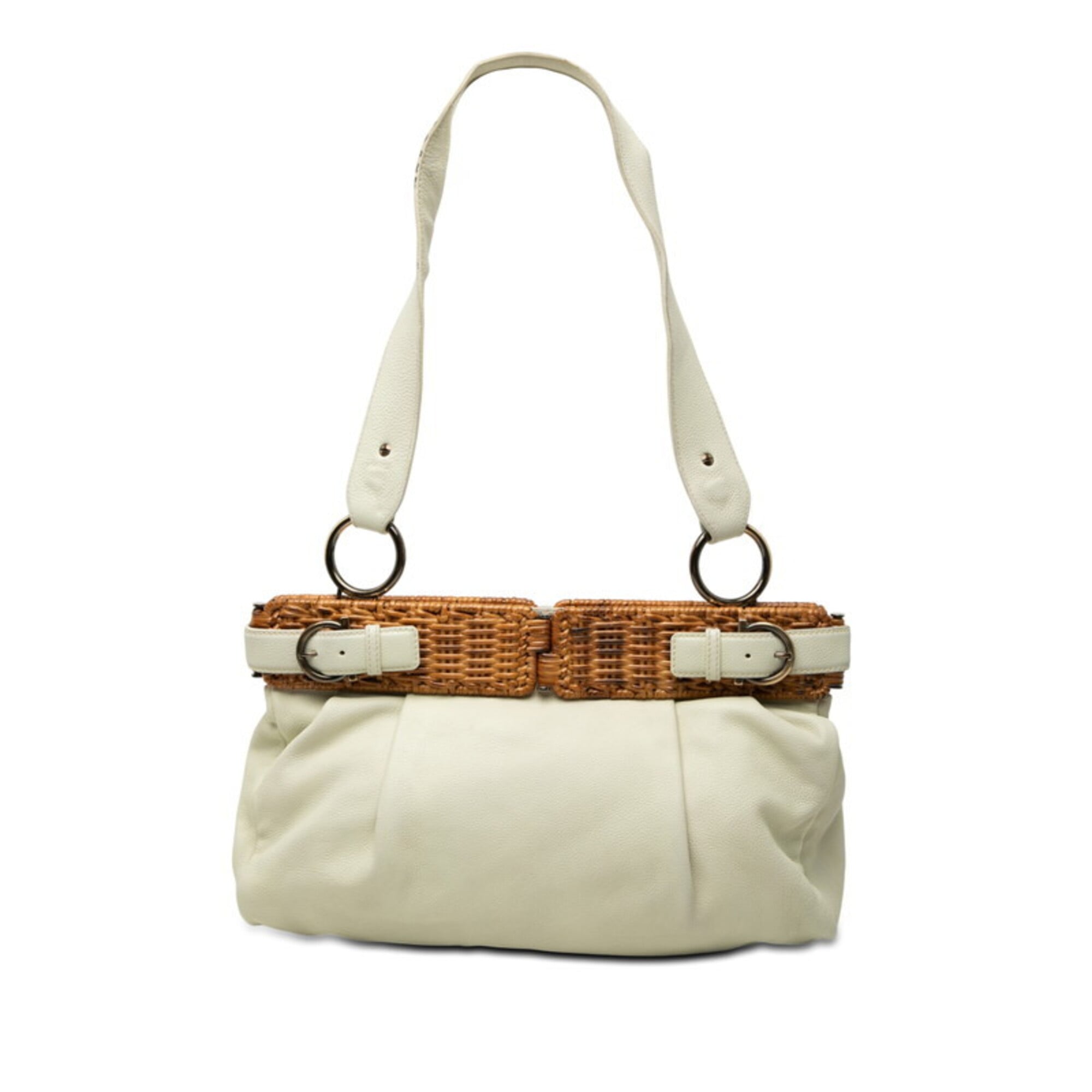 Salvatore Ferragamo Off-White Leather Shoulder Bag (Pre-Owned)