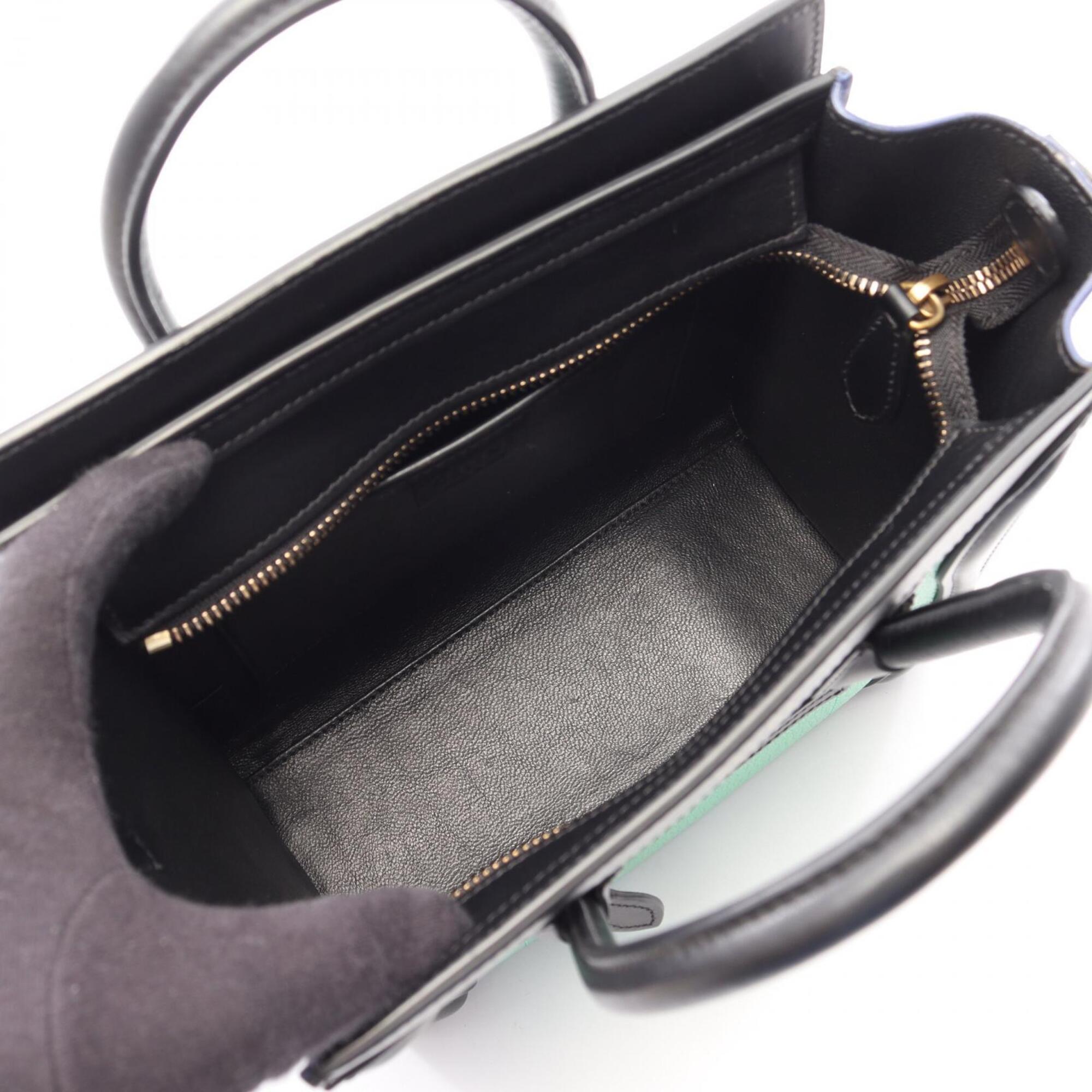 Celine Black Blue Green Leather Handbag (Pre-Owned)